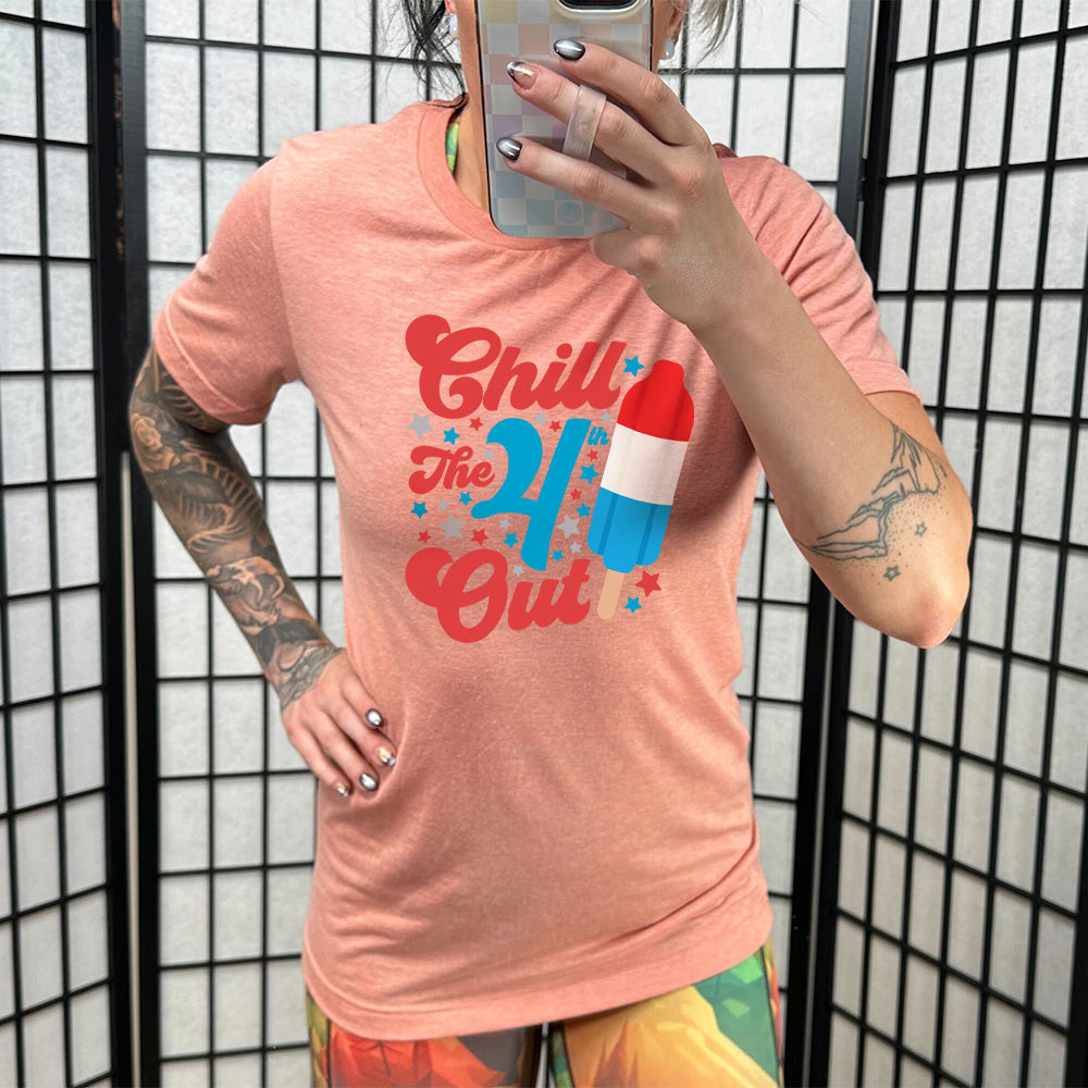 Unisex Chill The 4th Out Popsicle T-Shirt - Fun Summer BBQ & Independence Day Party Outfit