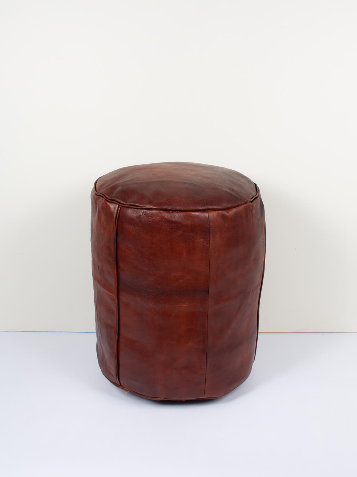 Handmade Moroccan Leather Drum Pouffe Ottoman - Chocolate Brown - Boho Chic Home Decor for Living Room, Bedroom & Nursery