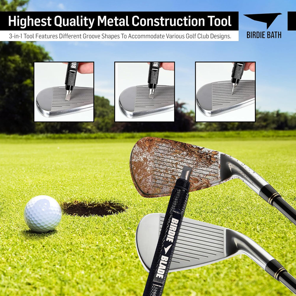 Birdie Golf: 3-in-1 Golf Club Groove Sharpener Tool - Birdie Blade for Professional Club Maintenance | Perfect for Driving Range & Home Practice