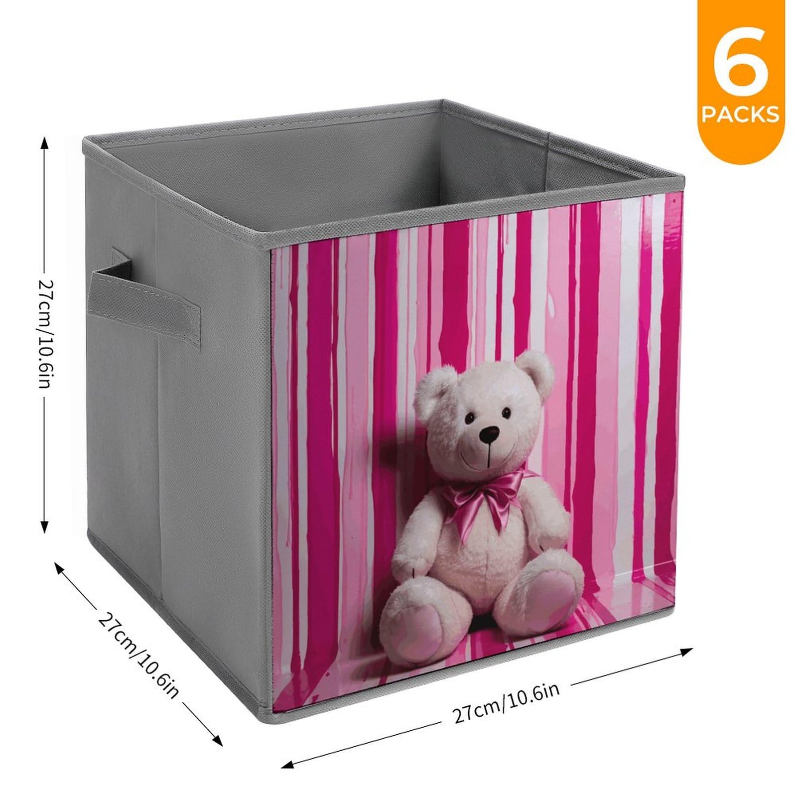 Collapsible Waterproof Storage Cube Bins with Handles - 6 Pack Organizer Baskets for Toys, Clothes & Home Organization | Perfect for Bedroom, Closet, Office & Nursery Storage Solutions