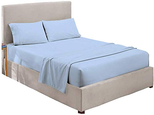 100% Cotton Short Queen Sheet Set - 4 Piece Luxury Hotel Bed Sheets, Soft & Breathable, Deep Pocket Fits Up to 16