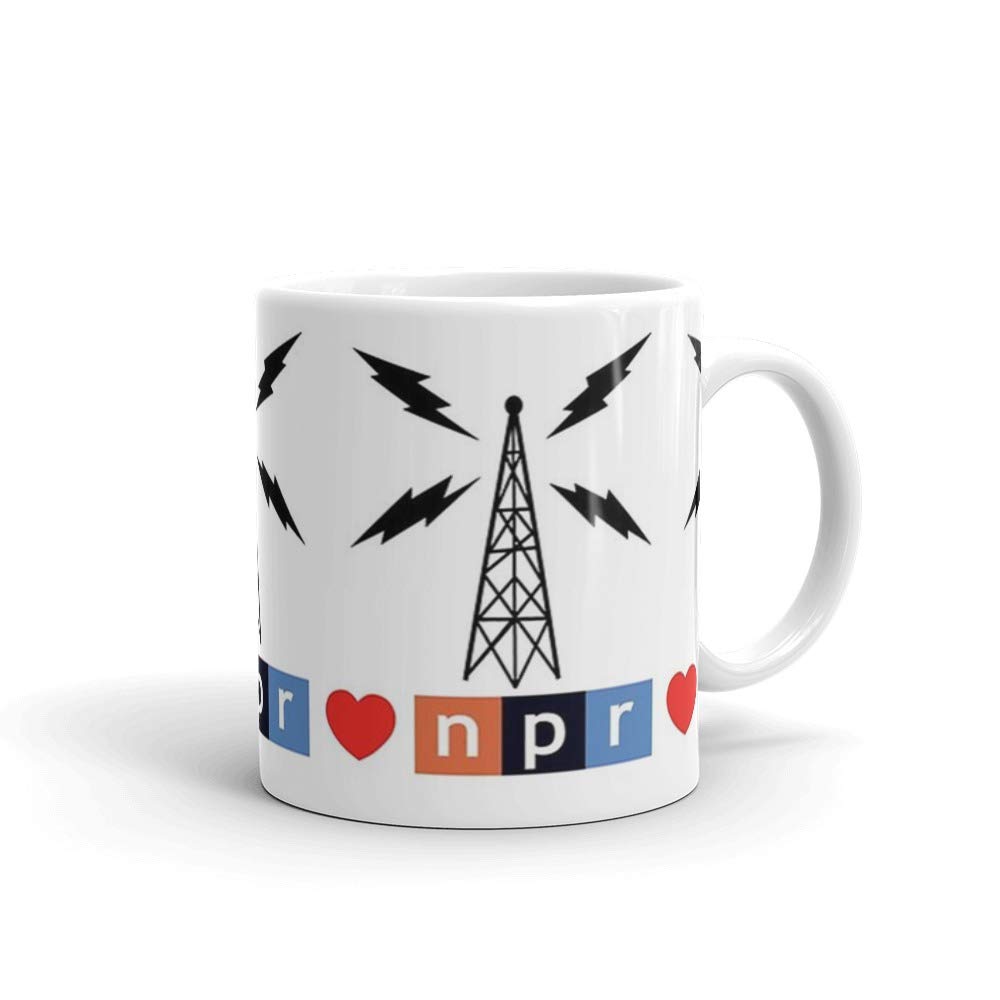 NPR 11 Oz White Ceramic Coffee Mug - Perfect for Office, Home & Gifts