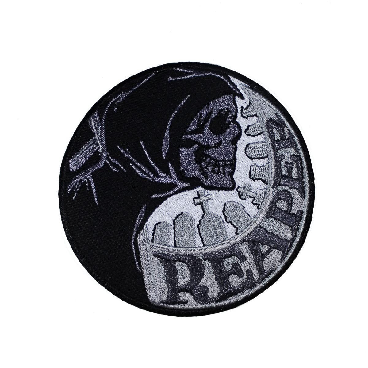 Reapers Circle Patch - Grim Death Kreepsville 666 Embroidered Iron-On Applique for Jackets, Bags & DIY Crafts