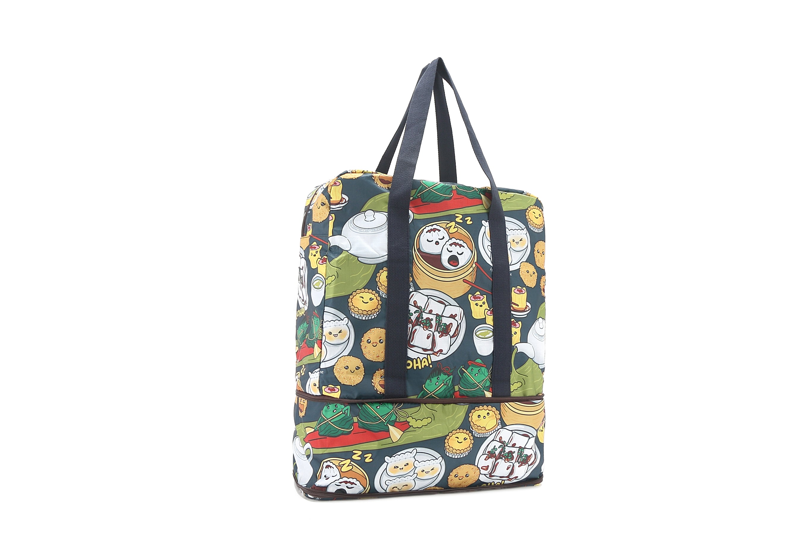 Foldable Duffle Bag for Travel & Gym - Waterproof Carry-On Duffel with Shoulder Strap (Sophie Dim Sum Grey) - Perfect for Weekend Trips, Sports Gear & Workout Essentials