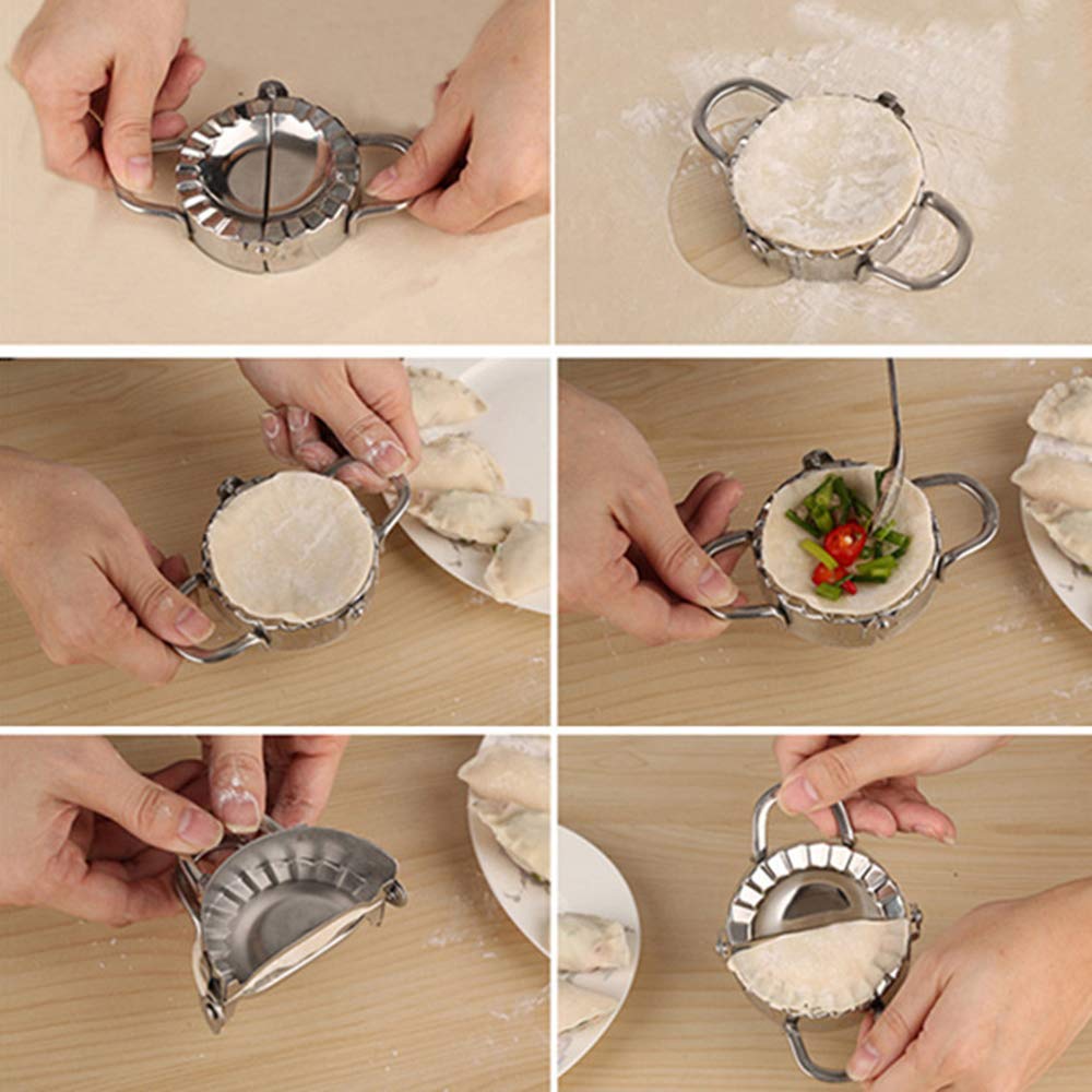 Stainless Steel Dumpling Mold & Dough Presser Set - Ravioli Maker, Dumpling Cutter, Kitchen Gadget for Homemade Dumplings, Pasta & Asian Cuisine | Perfect for Family Cooking, Meal Prep & Restaurant Use