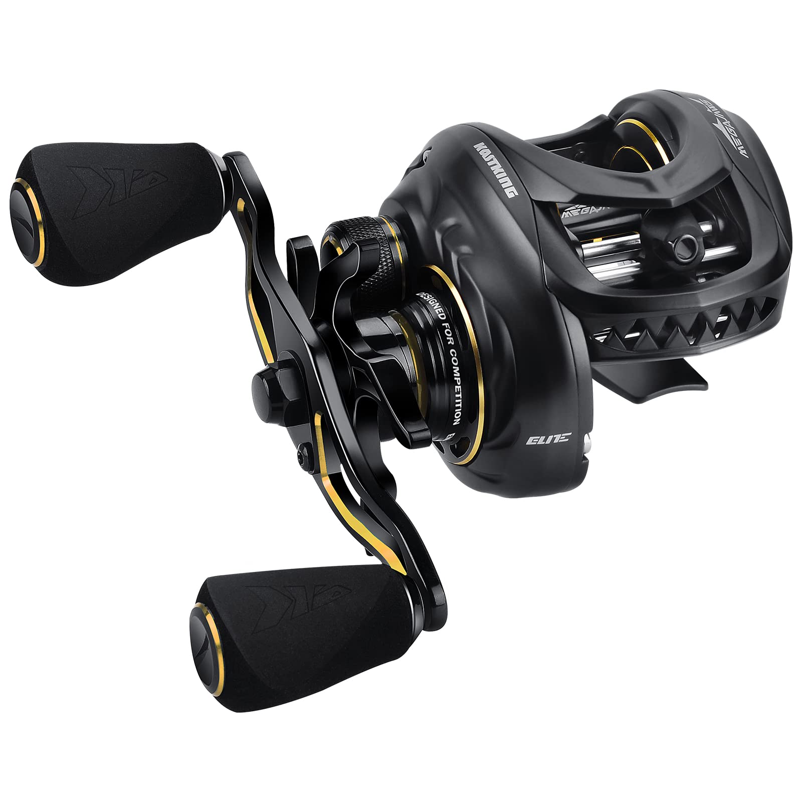 **KastKing MegaJaws Elite Baitcasting Reels – Patented AMB System for Zero Backlash, Flipping Switch, 6.4oz Aluminum Frame & Carbon Fiber Side Covers – Perfect for Bass Fishing, Saltwater & Freshwater Angling**