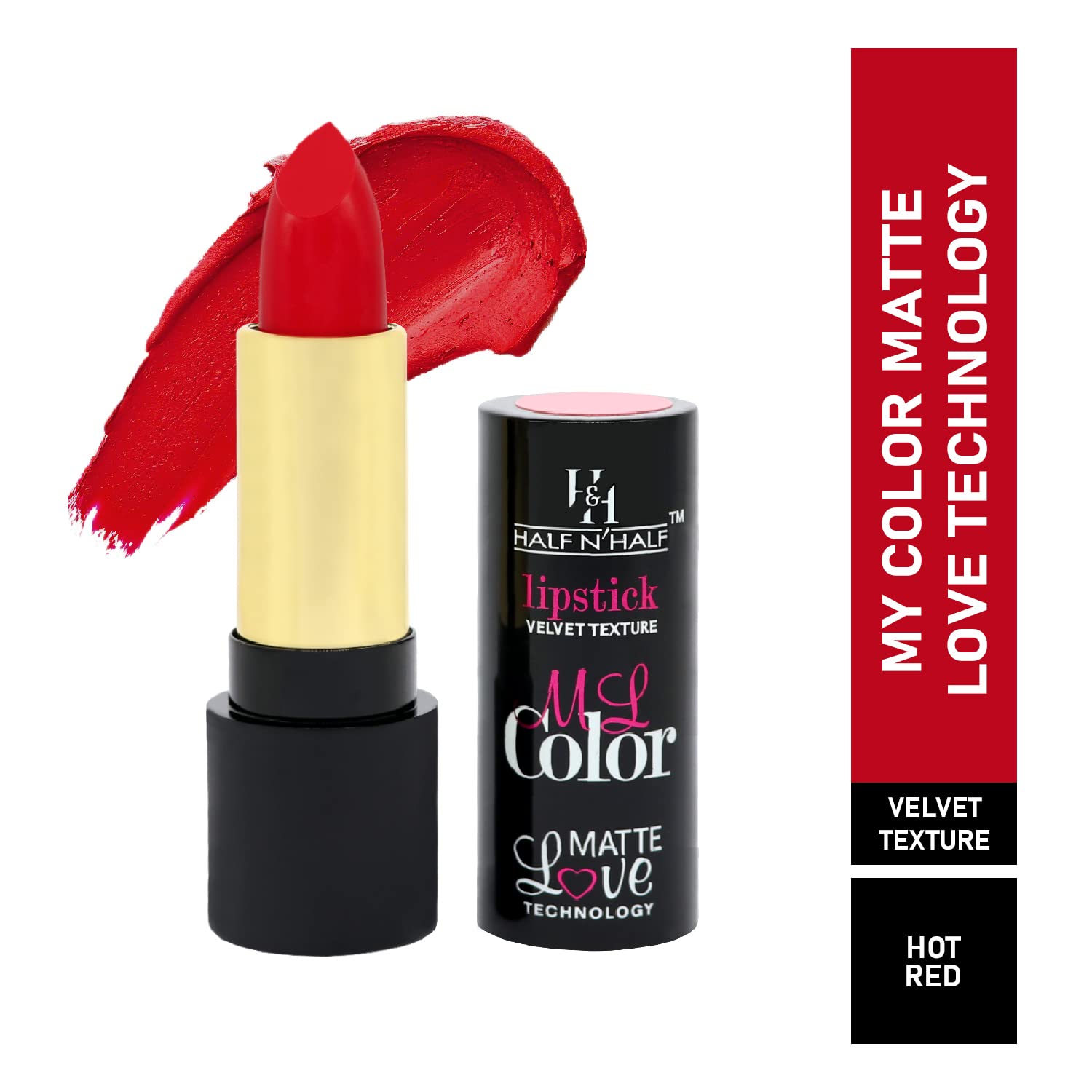 Half N Half Matte Lipstick - 04 Hot Red Long-Lasting Lip Color for Women, Vegan & Cruelty-Free | Perfect for Parties, Date Nights & Everyday Wear