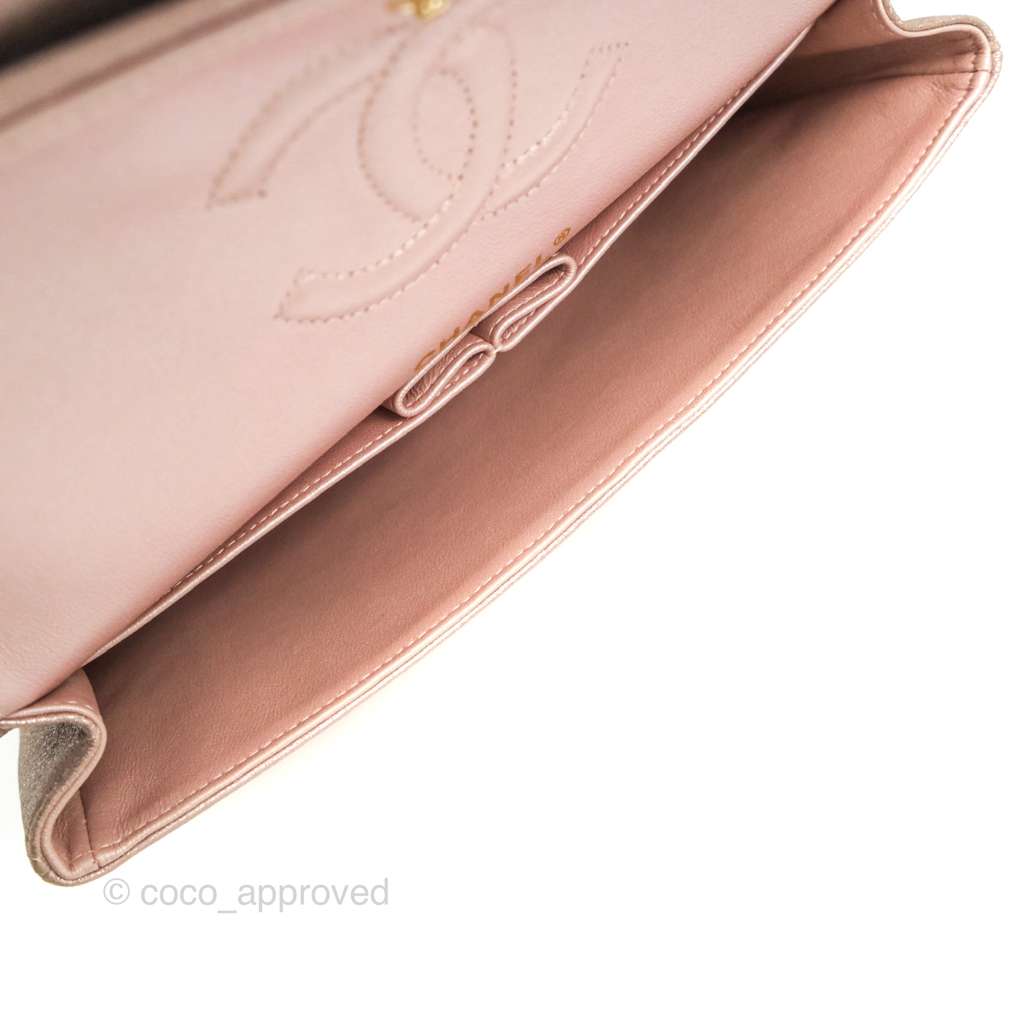 Chanel Classic M/L Medium Double Flap Bag in Rose Gold Pink Lambskin with Gold Hardware - Luxury Handbag for Women, Perfect for Parties, Weddings & Special Occasions