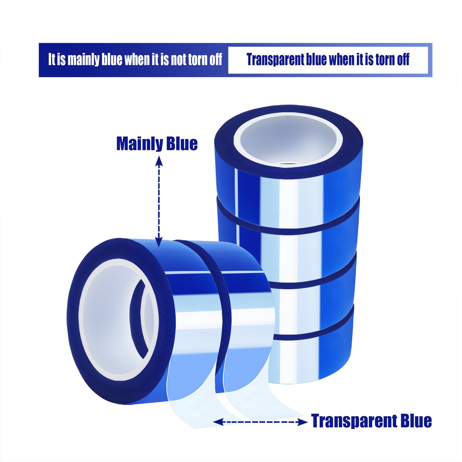 6 Rolls 20mm x16m (52FT) High Temperature Heat Resistant Tape - Blue Heat Transfer Tape for Sublimation Press, Vinyl, No Residue - Perfect for T-Shirt Printing, DIY Crafts & Heat Press Projects