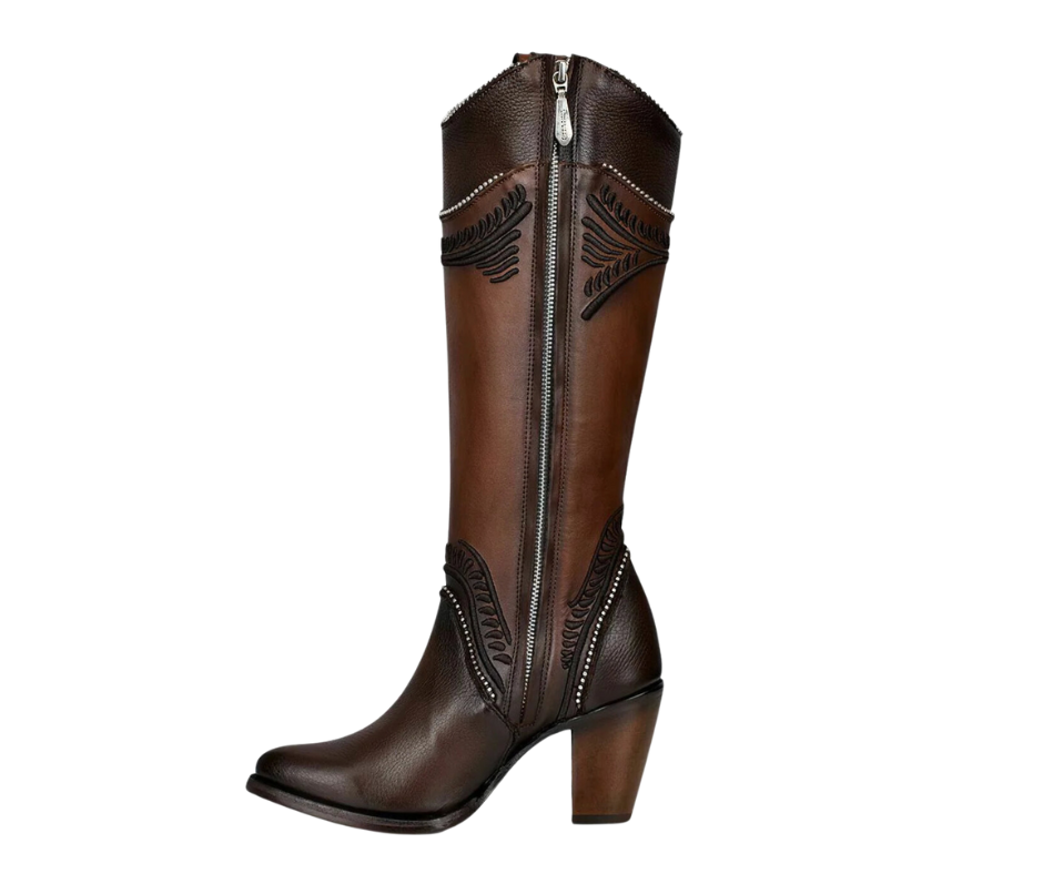 Women's Cuadra CU583 LD Damasco Chocolate Embroidery Round Toe Cowboy Boots - Perfect for Western Rides, Country Music Festivals & Vintage Fashion Outfits
