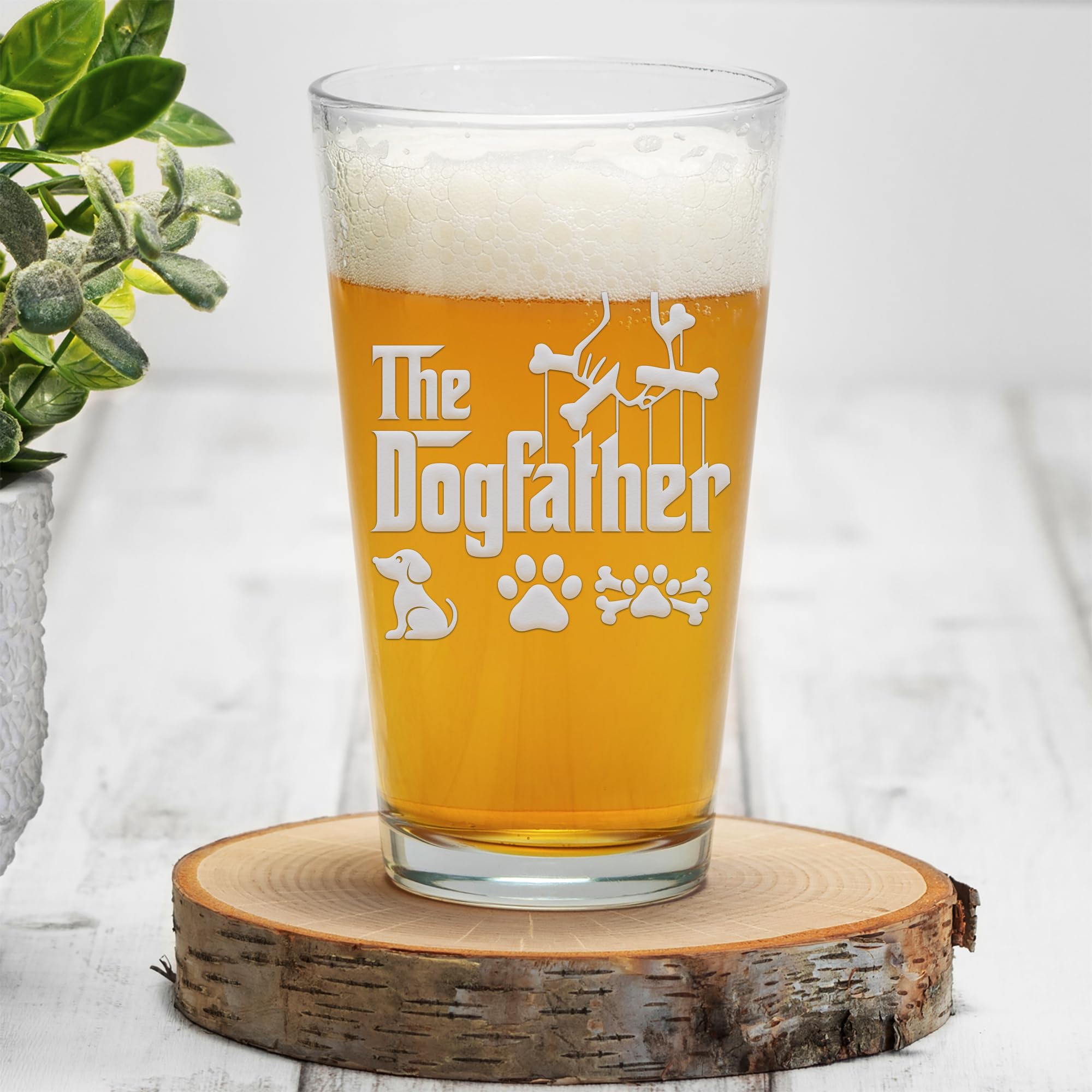 The Dog Father Pint Glass - Funny Dog Dad Beer Mug, Unique Godfather Gift for Dog Lovers, Best Dog Dad Ever Gift Idea, Happy Father's Day Present for Pet Owners, World's Best Dog Dad Glass - Perfect for Beer Lovers, Father's Day Celebrations & Dog-Themed Parties