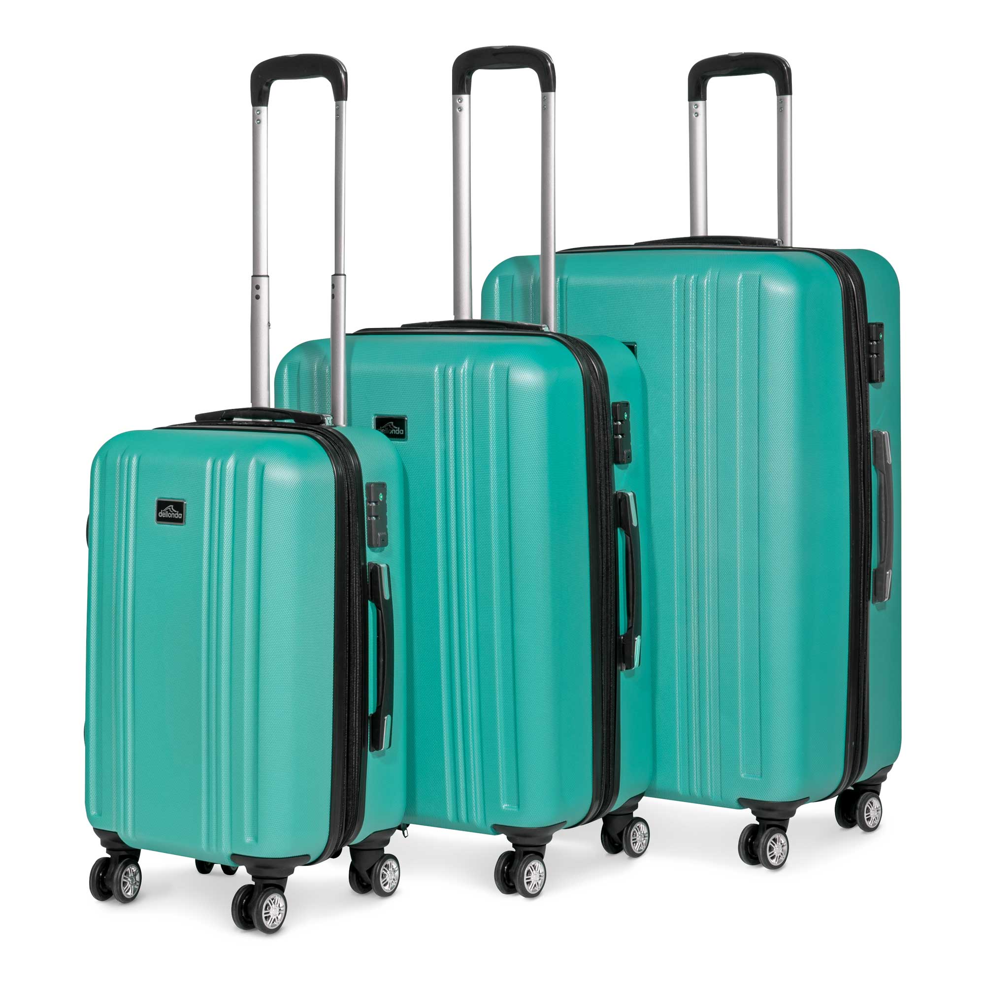 3-Piece Lightweight ABS Luggage Set with TSA Lock - Teal DL126 - Perfect for Travel, Business Trips & Vacations