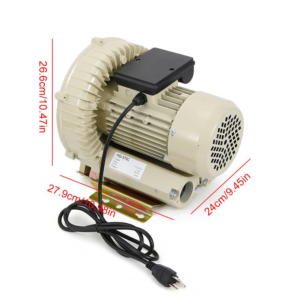 TFCFL Industrial Portable Fish Tank Air Pump 370W 60m³/h - Oxygen Blower for Aquaculture, Hydroponics, Aquariums & Outdoor Ponds | Perfect for Fish Farms, Home Aquariums and Garden Water Features