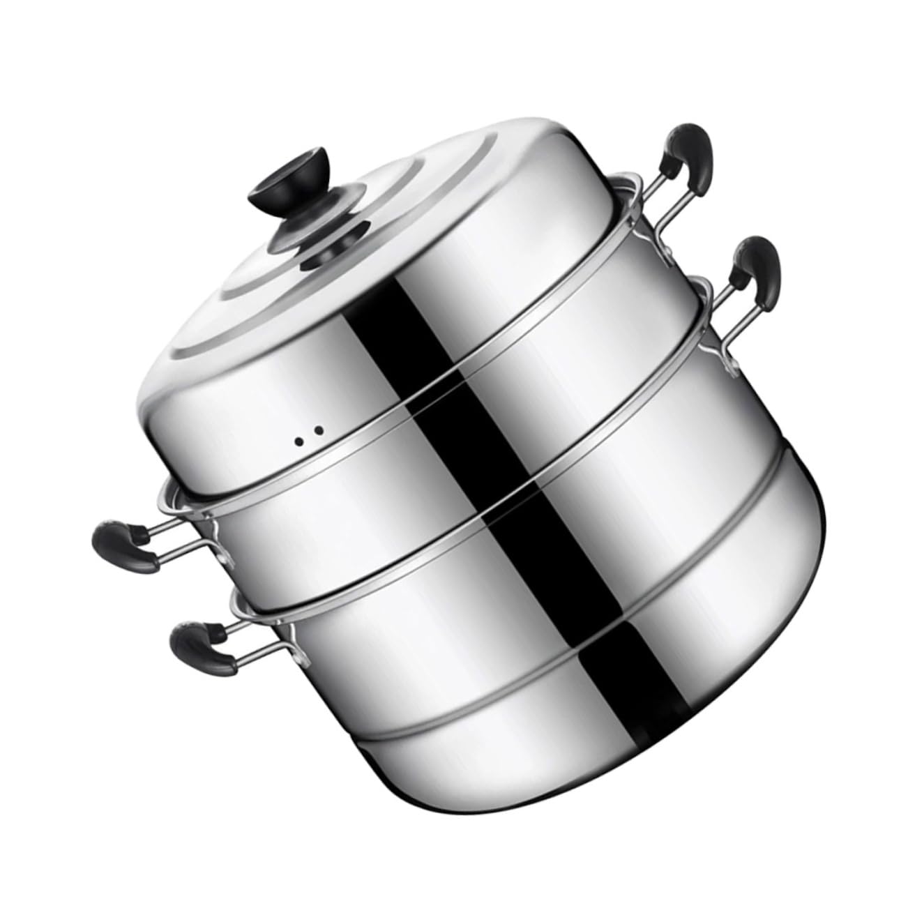Stainless Steel Stackable Steamer Pot - 3-Layer Steaming Cookware for Soup, Dumplings & Vegetables | Durable & Convenient Kitchen Essential for Home Cooking & Meal Prep