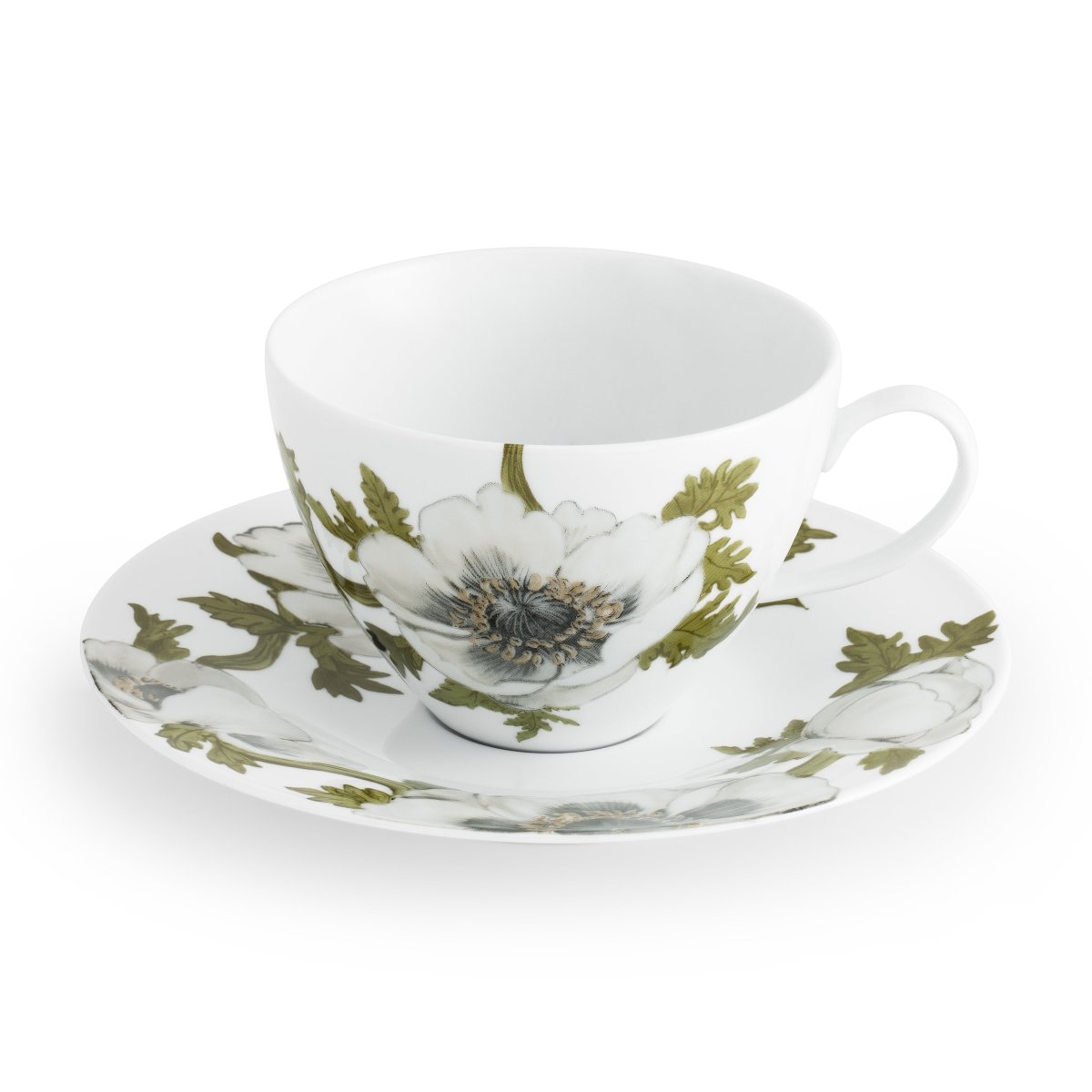 Premium Anemone Dinnerware Set - Elegant Floral Design Porcelain Plates, Bowls & Cups for Fine Dining, Wedding & Special Occasions