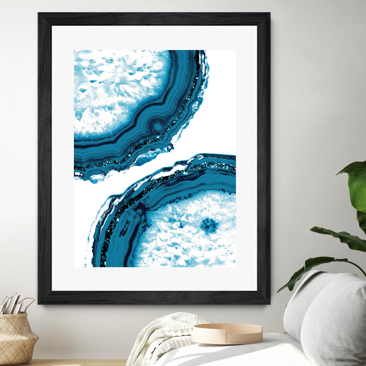 Blue Agate Glitter Glam - Natural Gemstone Decor for Home & Office | Sparkling Crystal Art Piece for Meditation, Gifts, and Spiritual Healing