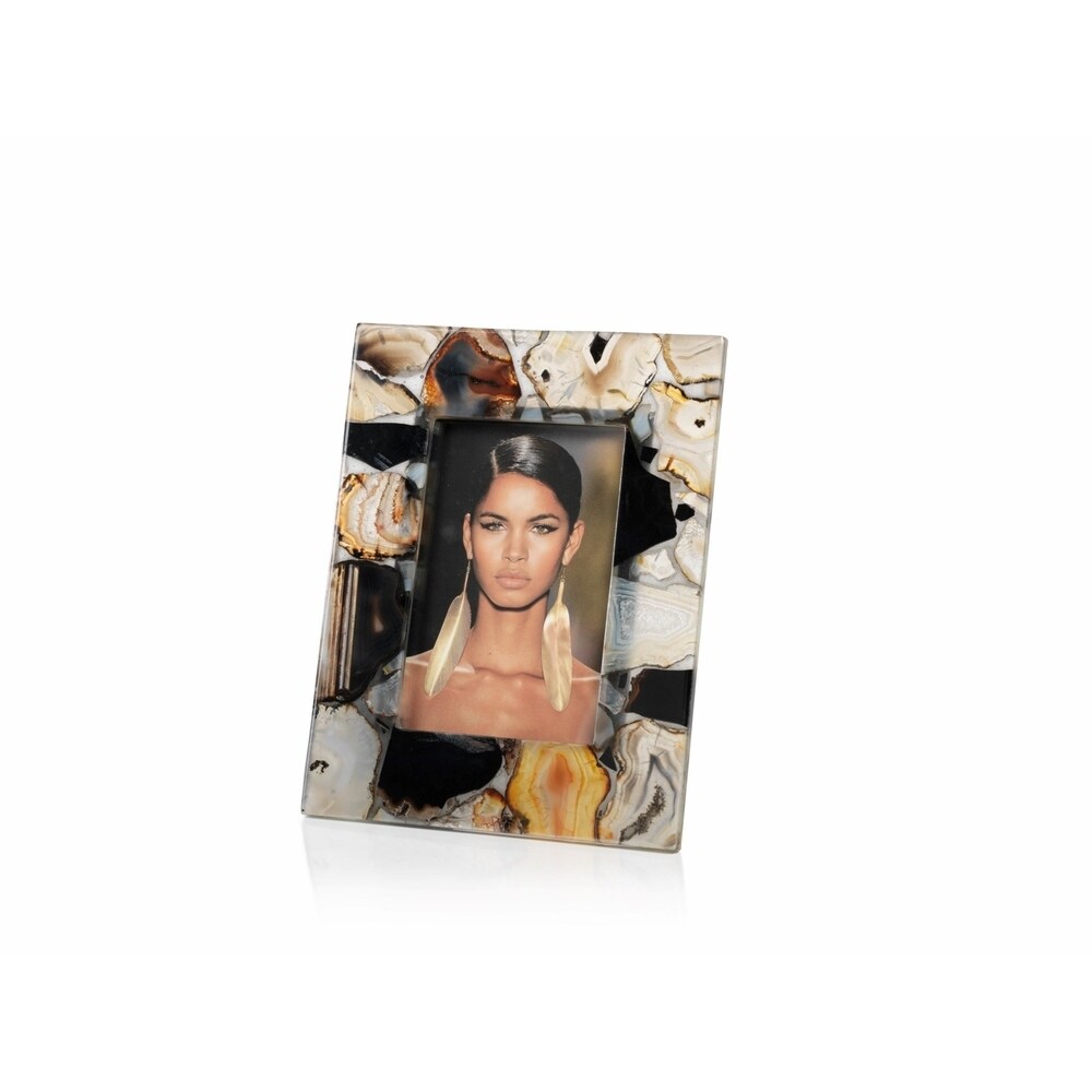 Bahia 4x6 Agate Picture Frame - Elegant Photo Display for Home Decor, Office Desk, or Gift Giving