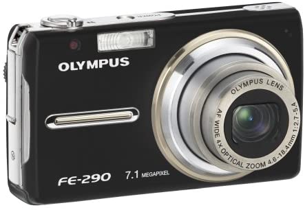 Olympus Stylus FE 290 7MP Digital Camera with 4x Wide Angle Optical Zoom - Black Compact Camera for Travel, Family Photos & Everyday Use
