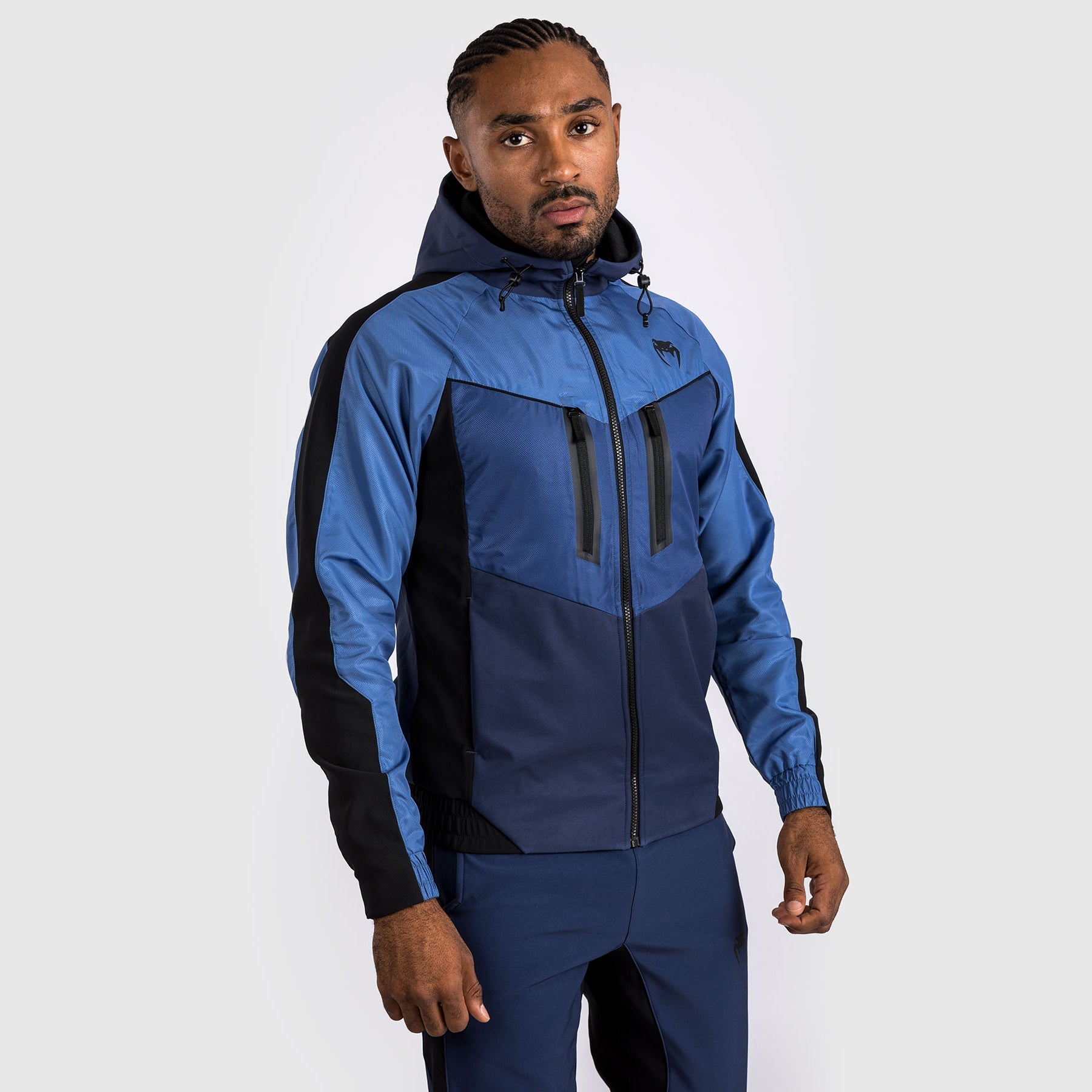 Venum Laser 3.0 Track Jacket - Black & Blue - Lightweight Training & Running Jacket for Men - Perfect for Gym Workouts & Outdoor Sports
