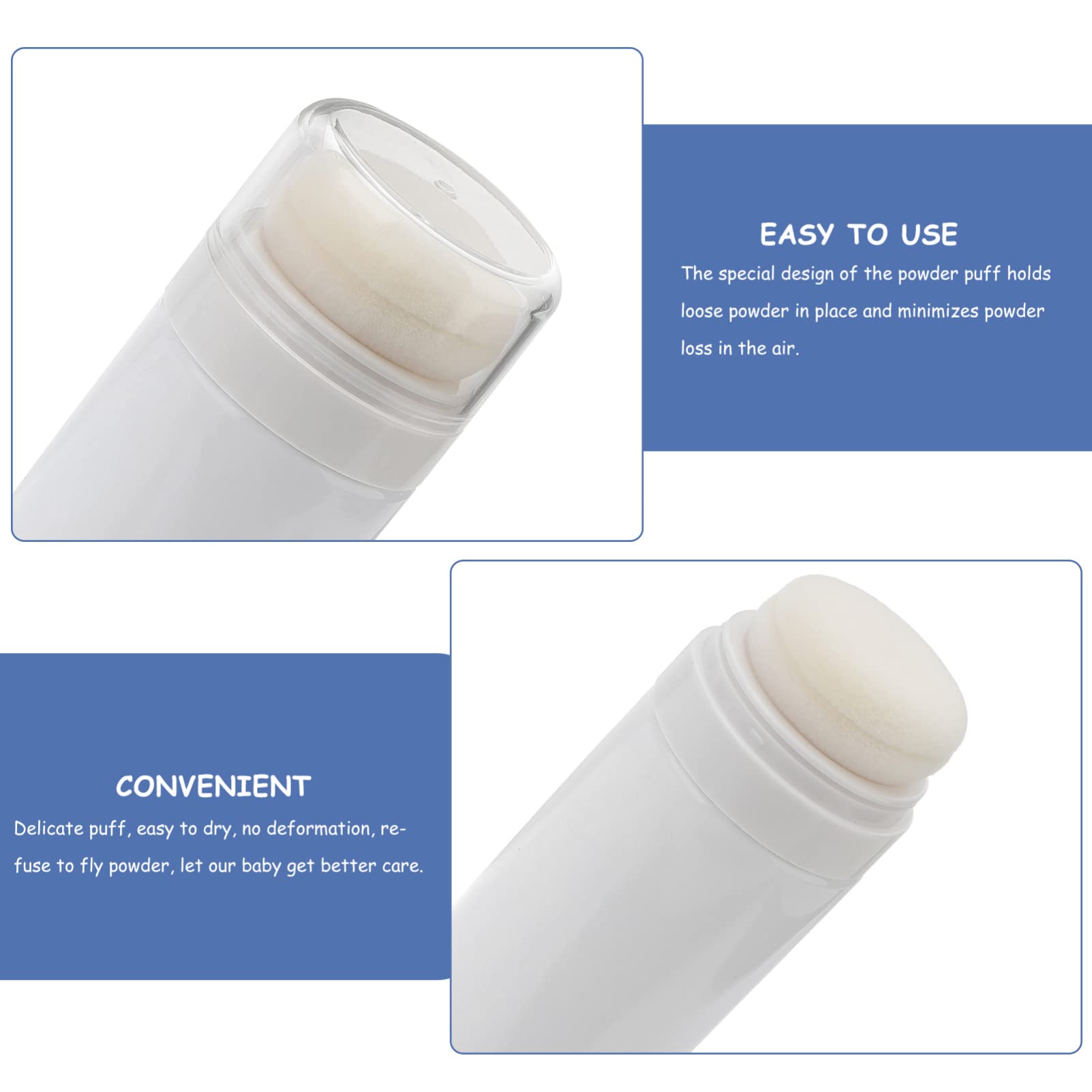 Beaupretty Talcum Powder Puff Bottle - Portable Loose Powder Dispenser for Hairline, Blush & Baby Powder | Travel Size Cosmetic Holder (2 Pack) | Perfect for Makeup Touch-ups, Travel & On-the-Go Use
