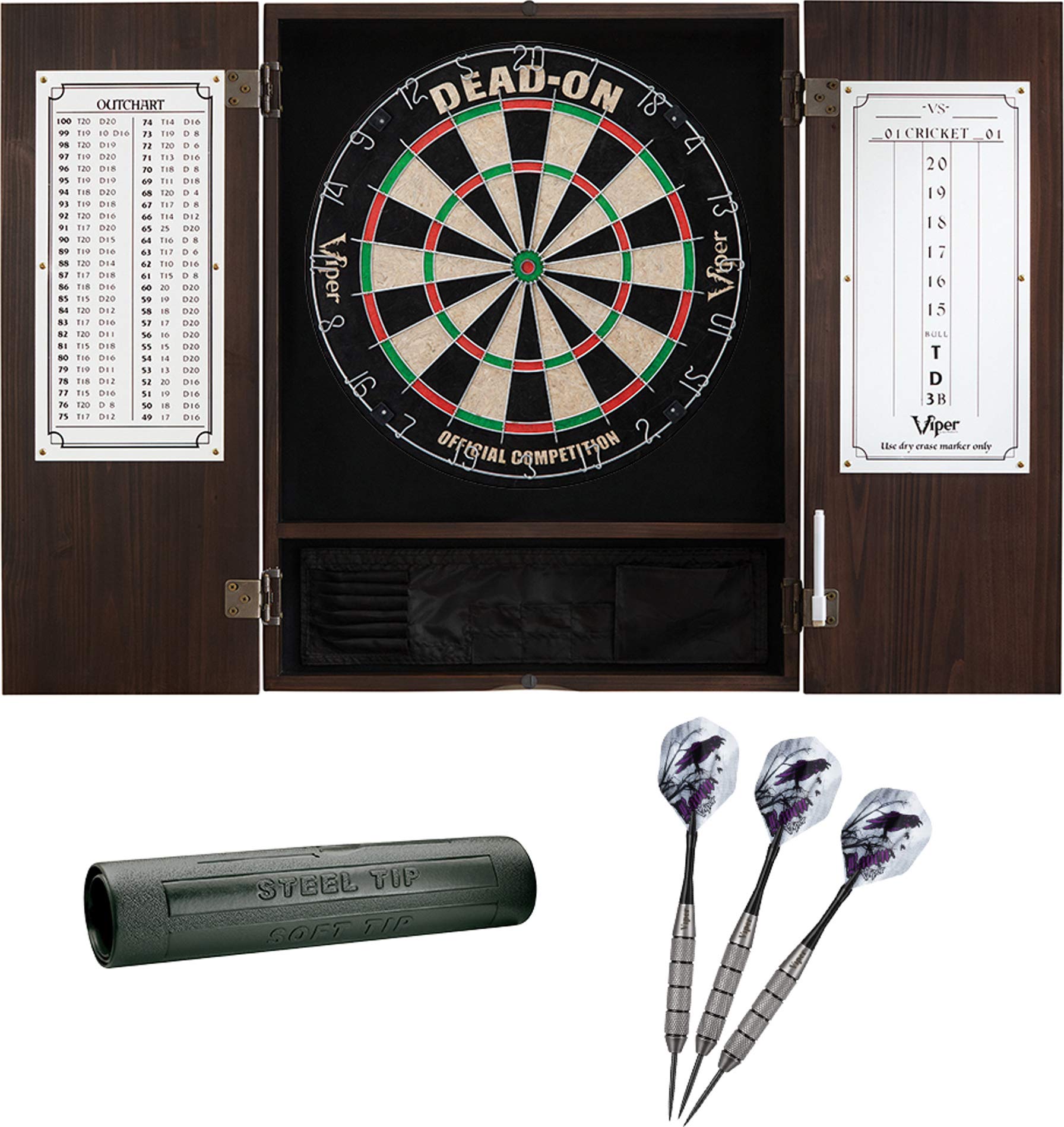 Premium Viper Metropolitan Oak Steel Tip Dartboard Cabinet - Professional Dart Board Set for Home, Bar & Game Room - Perfect for Darts Enthusiasts & Entertaining Guests