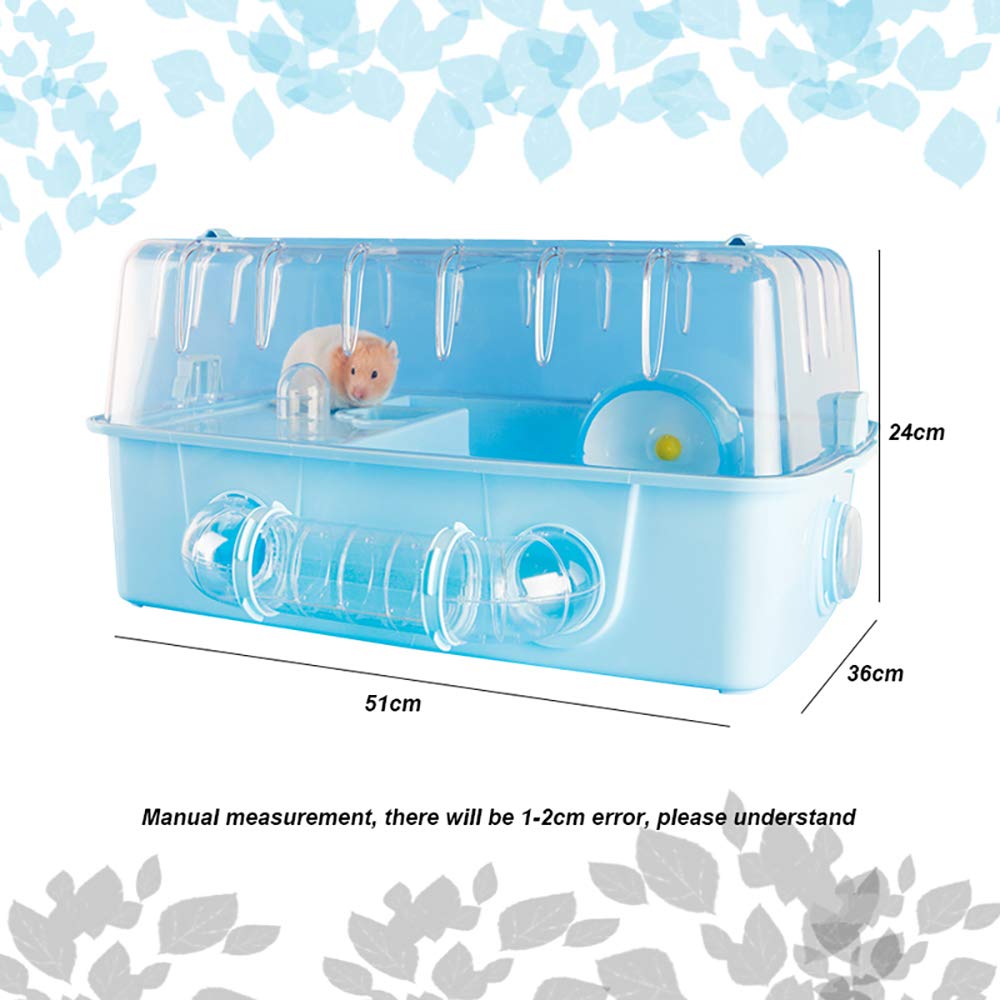 Acrylic Transparent Hamster Cage with Double Drawer & Tunnel - Spacious Rodent Home for Hamsters, Squirrels, Chinchillas - Gold Wire Design with Feeding Accessories & Toys | Perfect for Small Pet Habitats & Play Areas