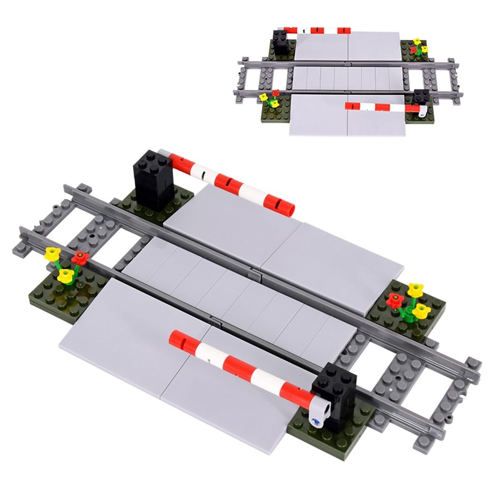 City Train Railroad Building Block Set - 120 PCS Train Tracks & Railroad Crossing with Traffic Light | Compatible with Lego Train | STEM Educational Toy for Kids | Perfect for Creative Play & City Layout Scenes
