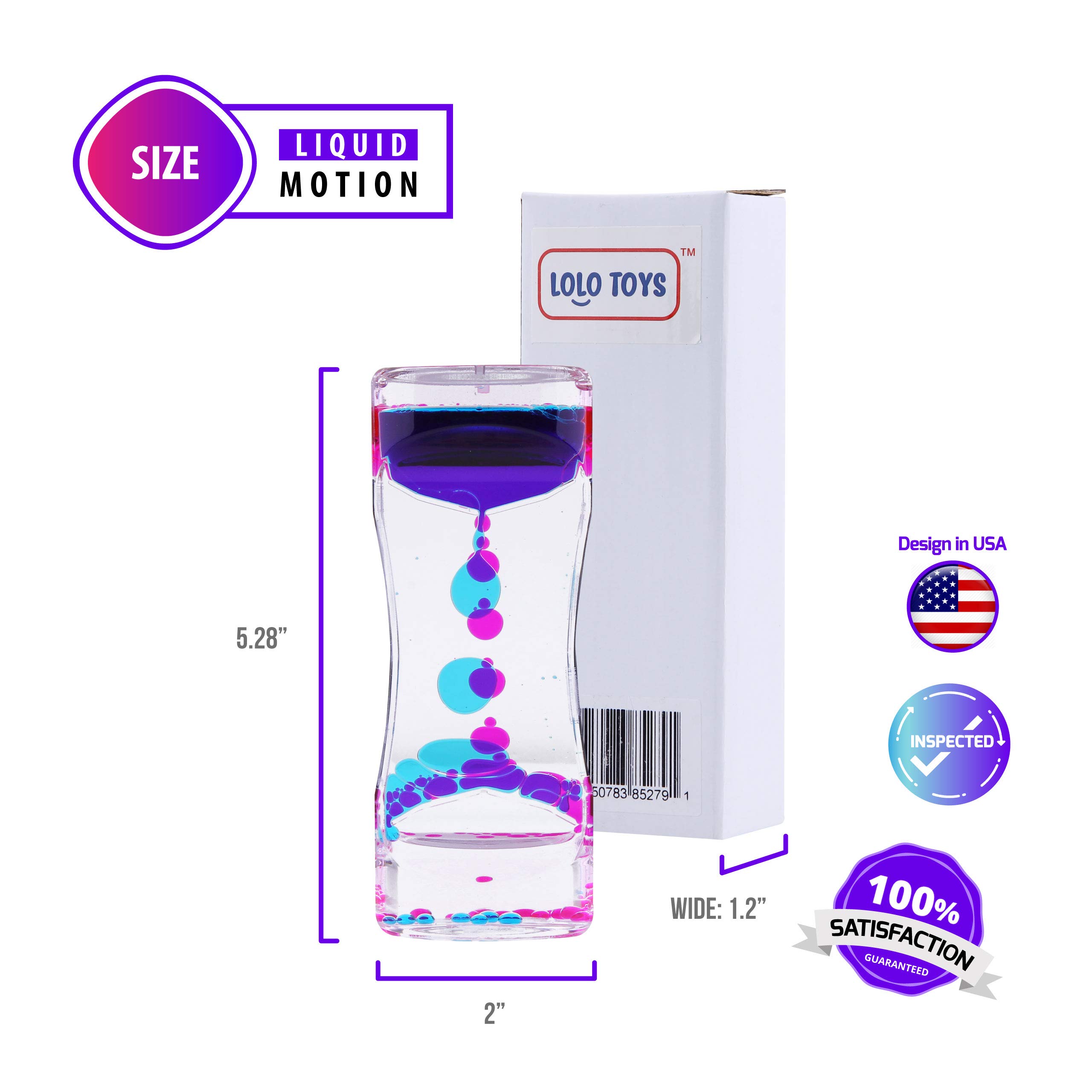 Liquid Motion Bubbler Sensory Toys - 5 Piece Set with Stretchy String Fidget Toys & Timer for Stress & Anxiety Relief - Ideal for ADHD, Autism, ADD - Perfect for Home, Office, Classroom & Therapy Use