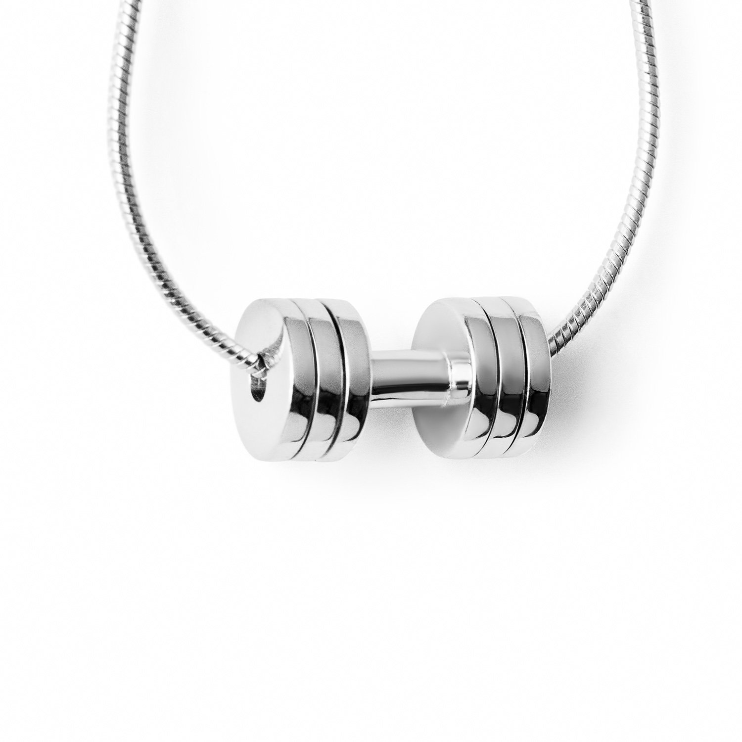 Sterling Silver Dumbbell Necklace for Women - Gym Jewelry for Fitness Lovers - Perfect for Workouts, Gym Sessions & Everyday Wear