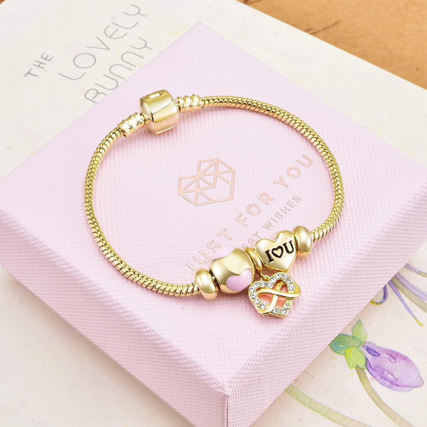 14K Gold Plated Charm Bracelet for Women - Elegant Adjustable Symbol Bracelet, Perfect Gift for Mother's Day, Birthday, Anniversary | Ideal for Daily Wear, Date Nights & Special Occasions