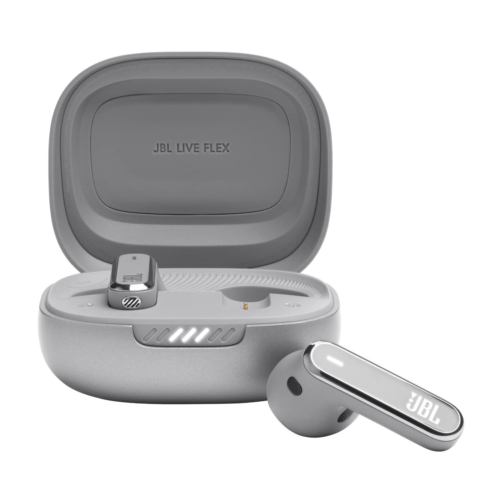 JBL Live Flex In-Ear Bluetooth Earphones with Noise Cancellation - IPX4 Water Resistant Wireless Earbuds, 40H Battery Life, Secure Fit for Running & Workouts, Silver (Perfect for Gym, Commuting & Travel)