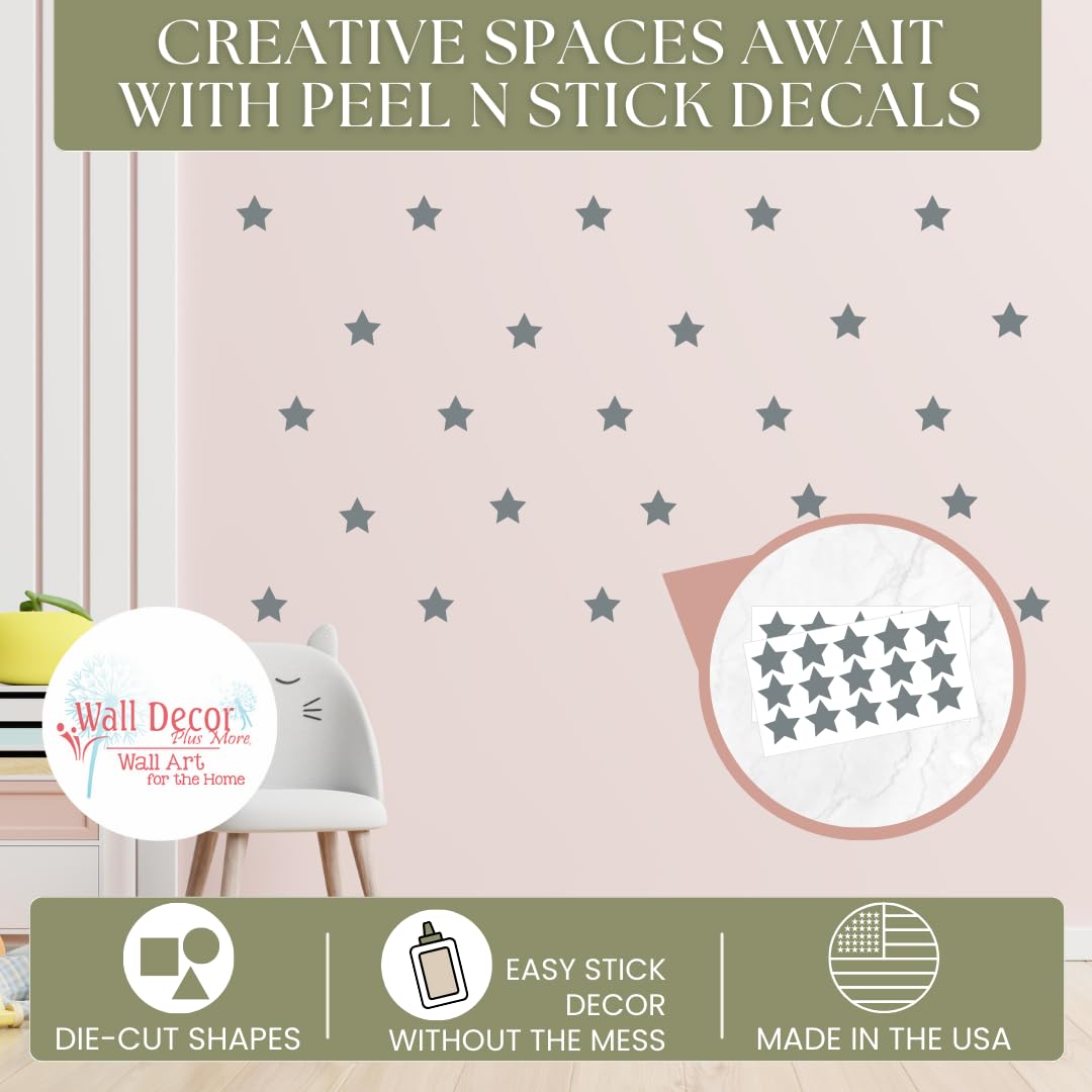 2-Inch Star Decal Set - Storm Gray Removable Wall Stickers for Kids' Bedroom & Classroom Decor - Peel and Stick Art for Nursery, Playroom & Bathroom - 30pc DIY Decorative Stickers for Walls, Windows & Furniture