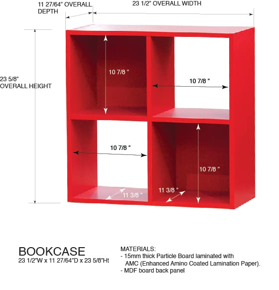 KB Designs - Green 4-Cube Toy Storage Organizer | Kids Bookcase & Bookshelf for Bedroom, Playroom, Nursery | Perfect for Organizing Toys, Books & Kids' Room Decor