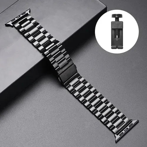 Premium Black Stainless Steel Band for Apple Watch - Durable & Stylish Replacement Strap for Workouts, Office & Everyday Wear