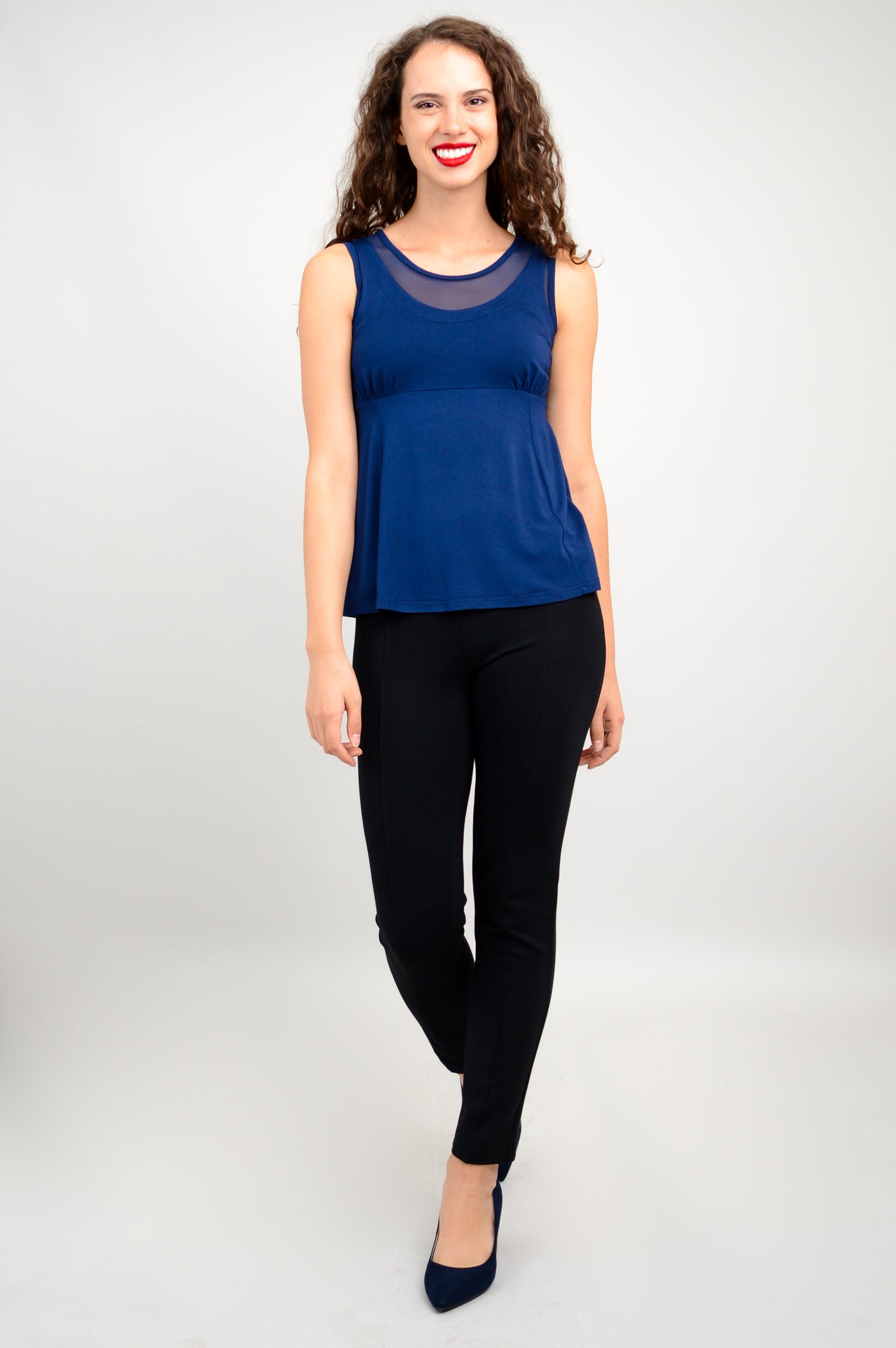 Premium Rhine Tank Top for Women - Soft Indigo Blue Bamboo Fabric - Perfect for Yoga, Running & Casual Wear