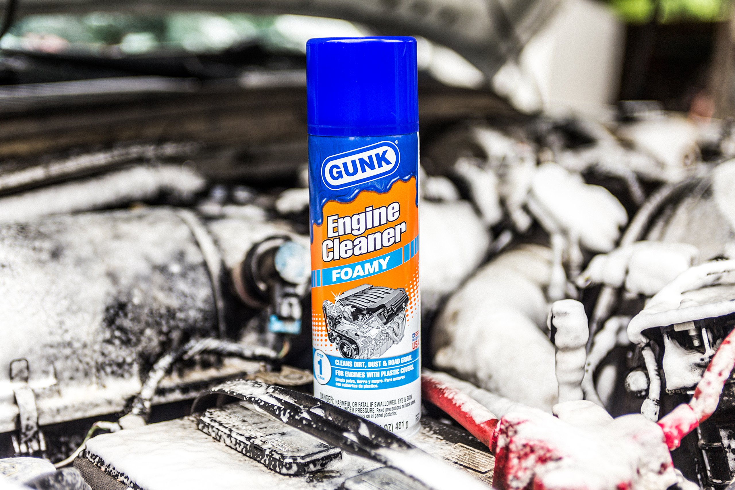 Gunk FEB1CA-12PK Engine Brite Foaming Engine Cleaner - 17 oz (12-Pack) | Heavy-Duty Degreaser for Cars, Trucks & Motorcycles | Removes Oil, Grease & Dirt | Ideal for Auto Shops & DIY Garage Cleaning