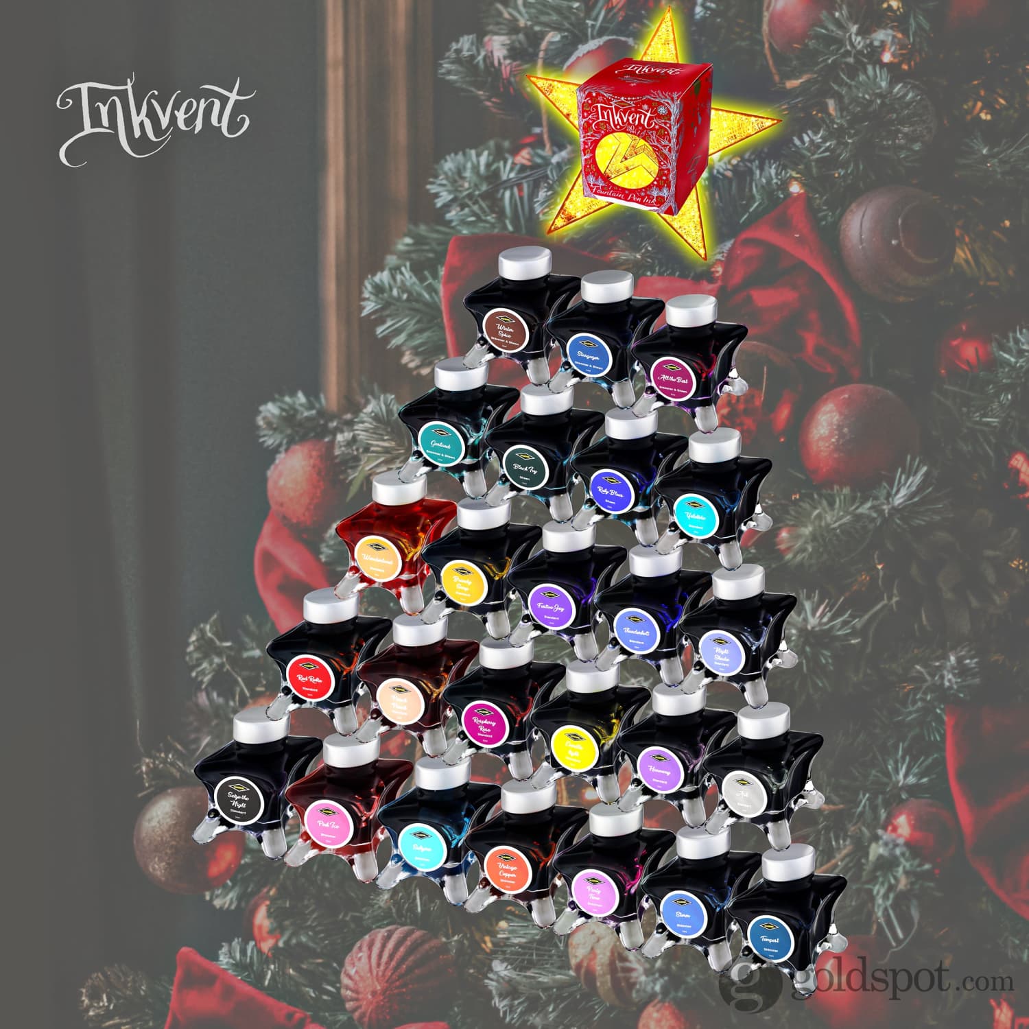 Diamine Inkvent Red Edition Standard Bottled Ink - 50 mL | Festive Joy Holiday Writing Ink for Calligraphy, Lettering & Gift-Giving