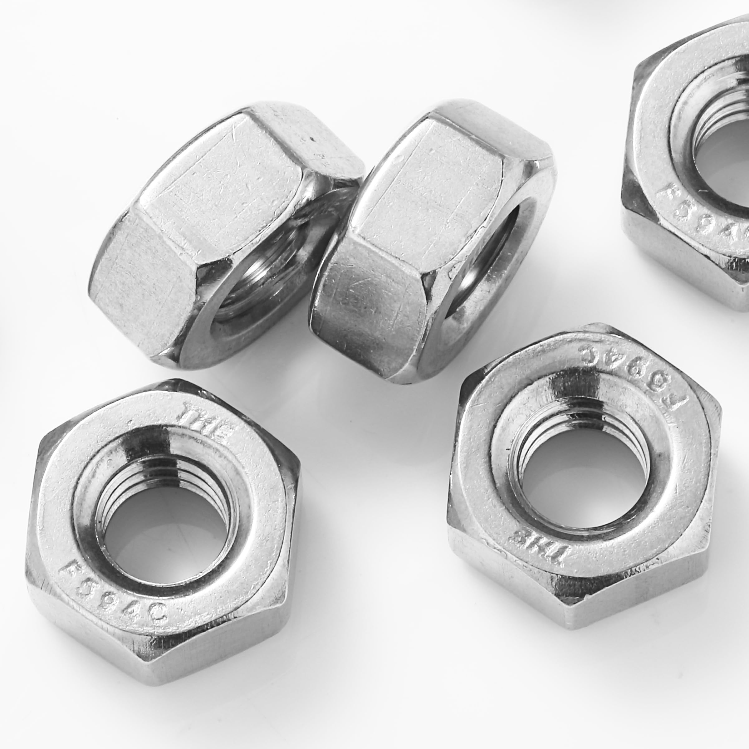 Bates 1/4-20 Stainless Steel Hex Nuts (50 Pack) - 304 Grade, Corrosion Resistant Hardware Nuts for DIY, Automotive, and Machinery Repair | Perfect for Fastening, Construction, and Industrial Applications