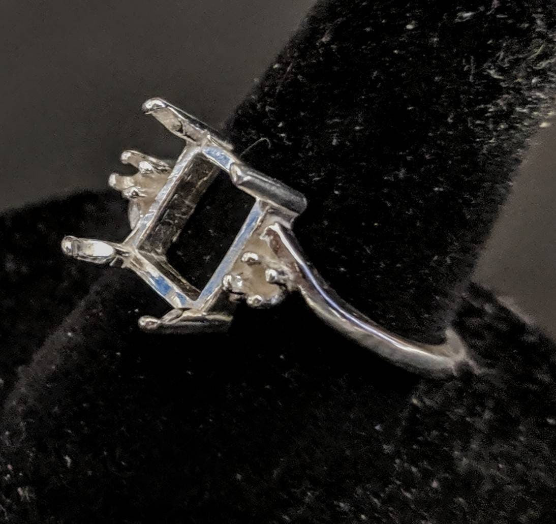 Solid Sterling Silver or 14K Gold 6x4mm to 12x10mm Emerald Cut Pre-Notched Blank Ring Size 5-8 for Engagement, Wedding, or Promise Ring Settings (Item #163532/143532) - Perfect for Jewelry Making and Custom Designs