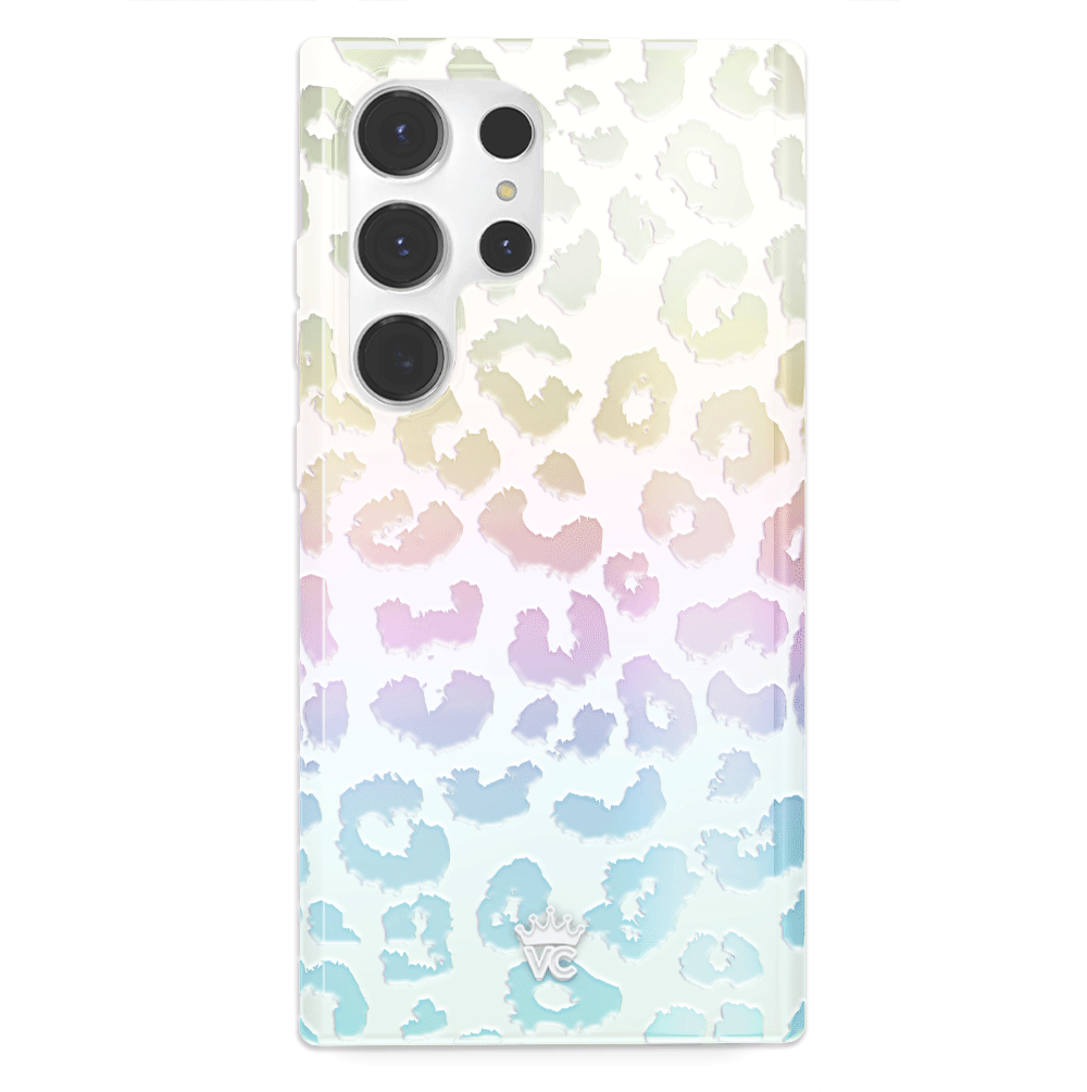 White Opal Leopard Print Phone Case for Samsung Galaxy - Stylish Protective Cover for Everyday Use & Fashion Accessory