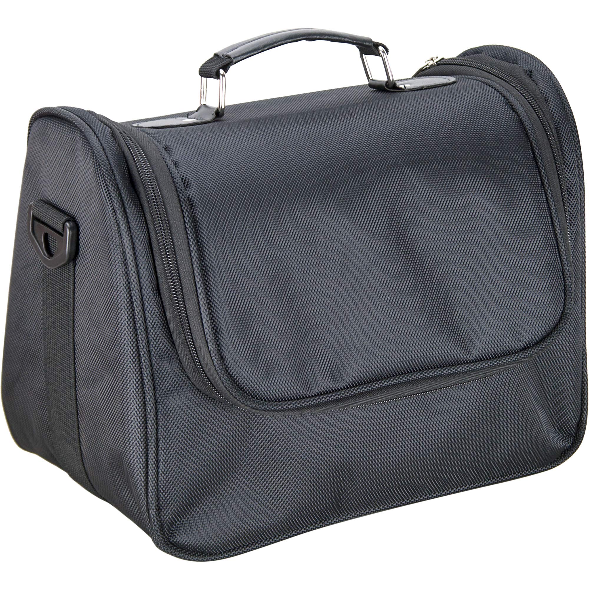 Ver Beauty Soft Sided Makeup Cosmetic Travel Case - Waterproof Nylon Toiletry Bag Organizer with Multiple Pockets for Cosmetics, Brushes & Skincare (Black) - Perfect for Travel, Gym & Daily Use
