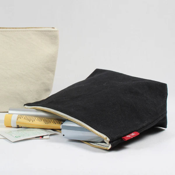 Kurashiki Hampu Canvas Boat Shaped Pouch L Size - Navy Blue Japanese Style Storage Bag | Perfect for Travel, Office & Daily Essentials Organization