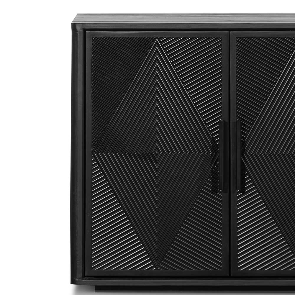 1.7m Black Wooden Buffet Sideboard - Modern Dining Room Storage Cabinet for Kitchen, Living Room, and Entryway Organization