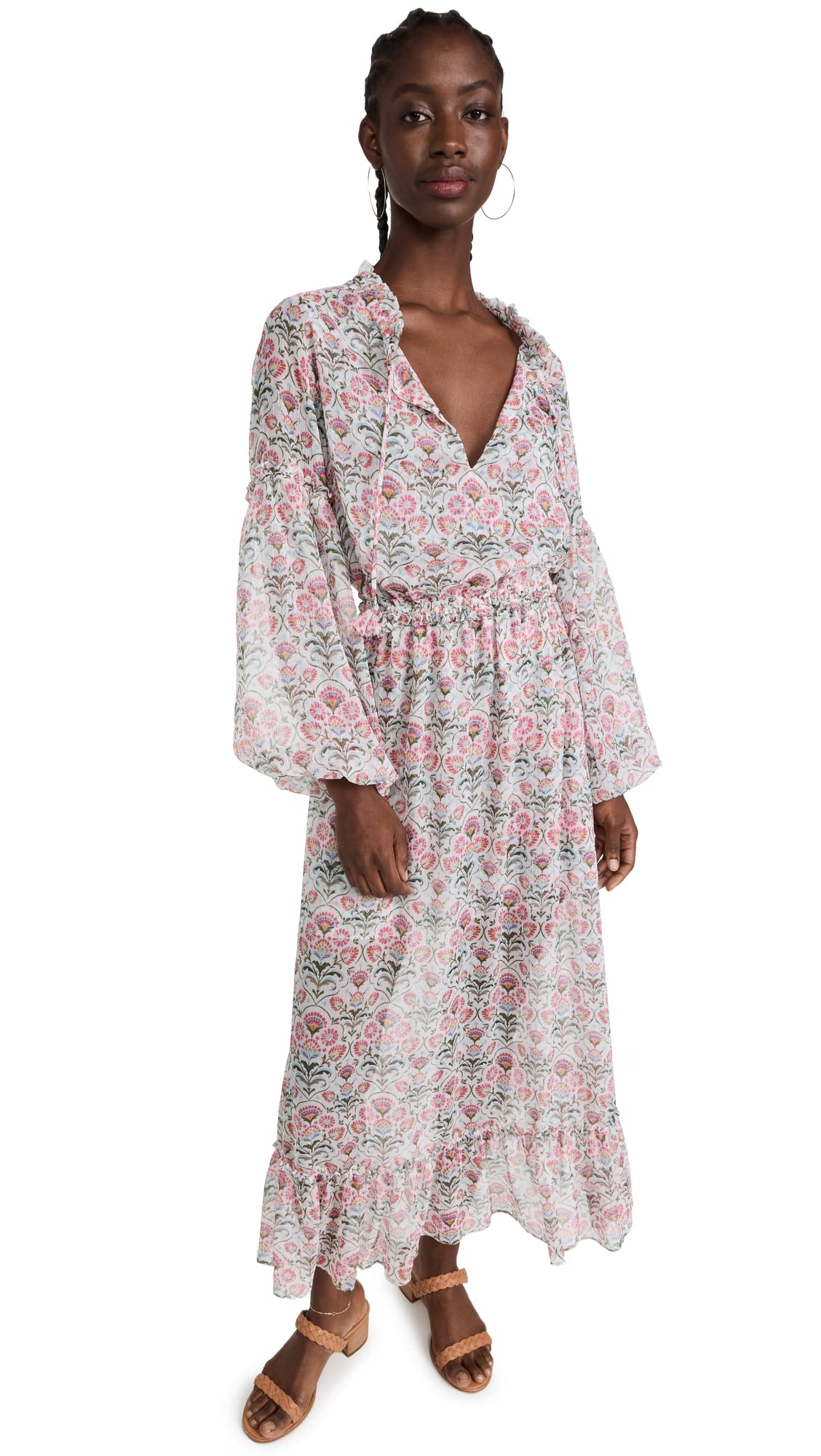 Misa Women's Amata Dress - Floral Print Summer Maxi Dress with Pockets | Perfect for Beach Vacations, Weddings & Casual Outings