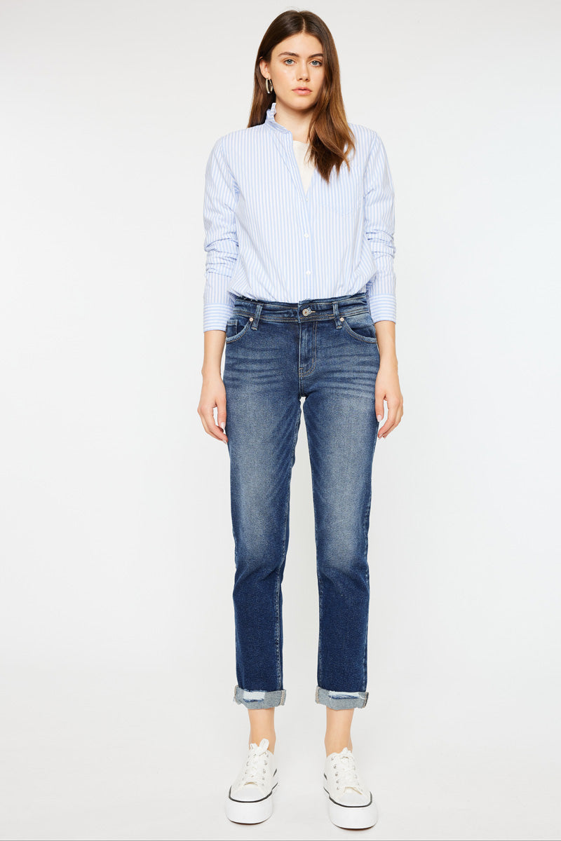 Filana Mid Rise Boyfriend Jeans for Women - Comfortable Stretch Denim Pants, Casual Relaxed Fit | Perfect for Everyday Wear, Weekend Outings & Coffee Dates