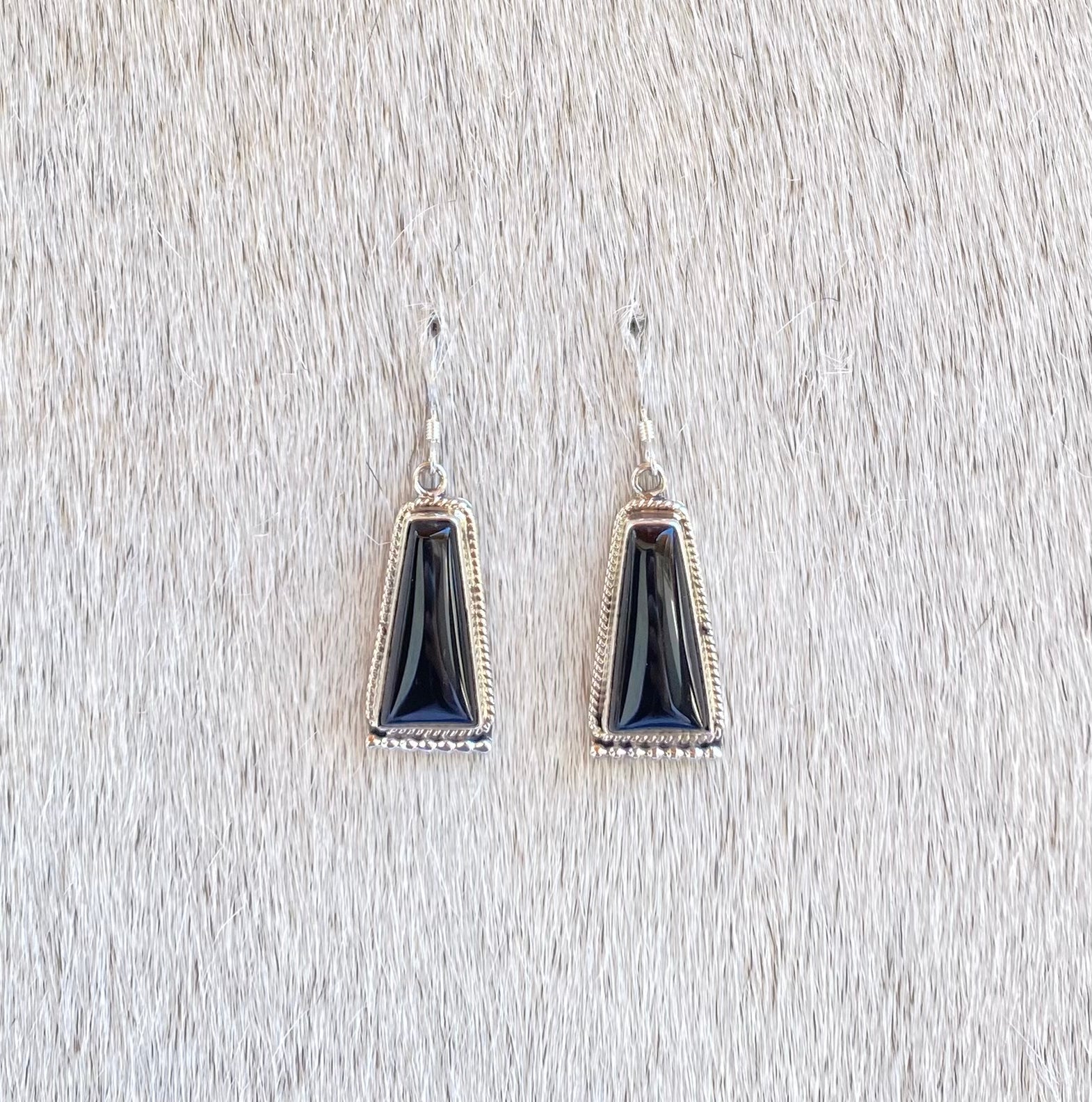 Black Onyx Rectangle Drop Earrings for Women - Elegant Dangle Jewelry for Party, Wedding & Evening Wear