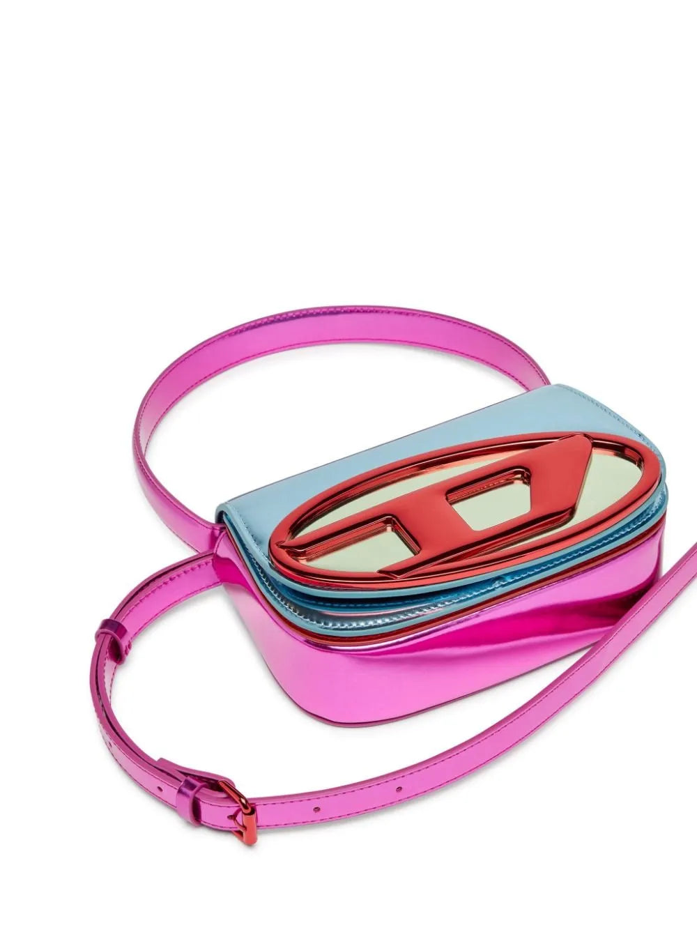 DIESEL 1DR PLAQUE SHOULDER BAG (RED MIX) - Stylish Crossbody Purse for Women, Trendy Fashion Accessory - Perfect for Daily Use, Travel & Night Out