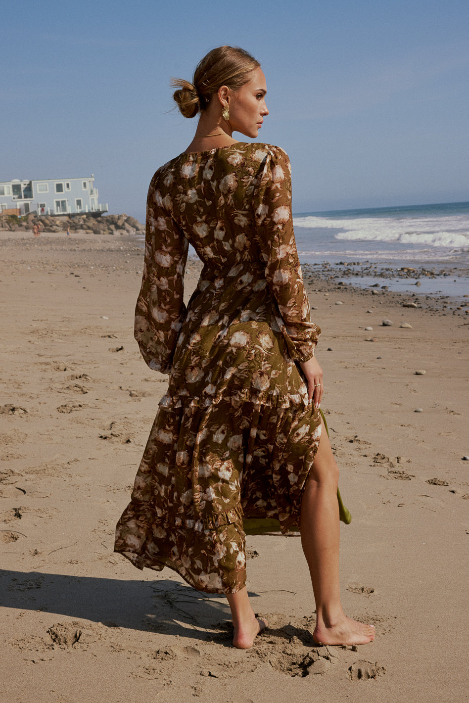 Elegant Auna Floral Maxi Dress for Women - Summer Boho Beach Dress with Flowy Long Sleeves - Perfect for Vacation, Wedding Guest & Outdoor Parties