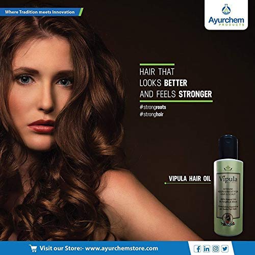 Vipula Ayurvedic Herbal Hair Oil for Stronger, Longer & Thicker Hair Growth - 100% Natural with Coconut, Amla & Bhringraj - Promotes 2X Faster Growth & Repairs Damaged Hair - 2x100ml Bottles - Perfect for Daily Hair Care, Scalp Massage & Split End Treatment