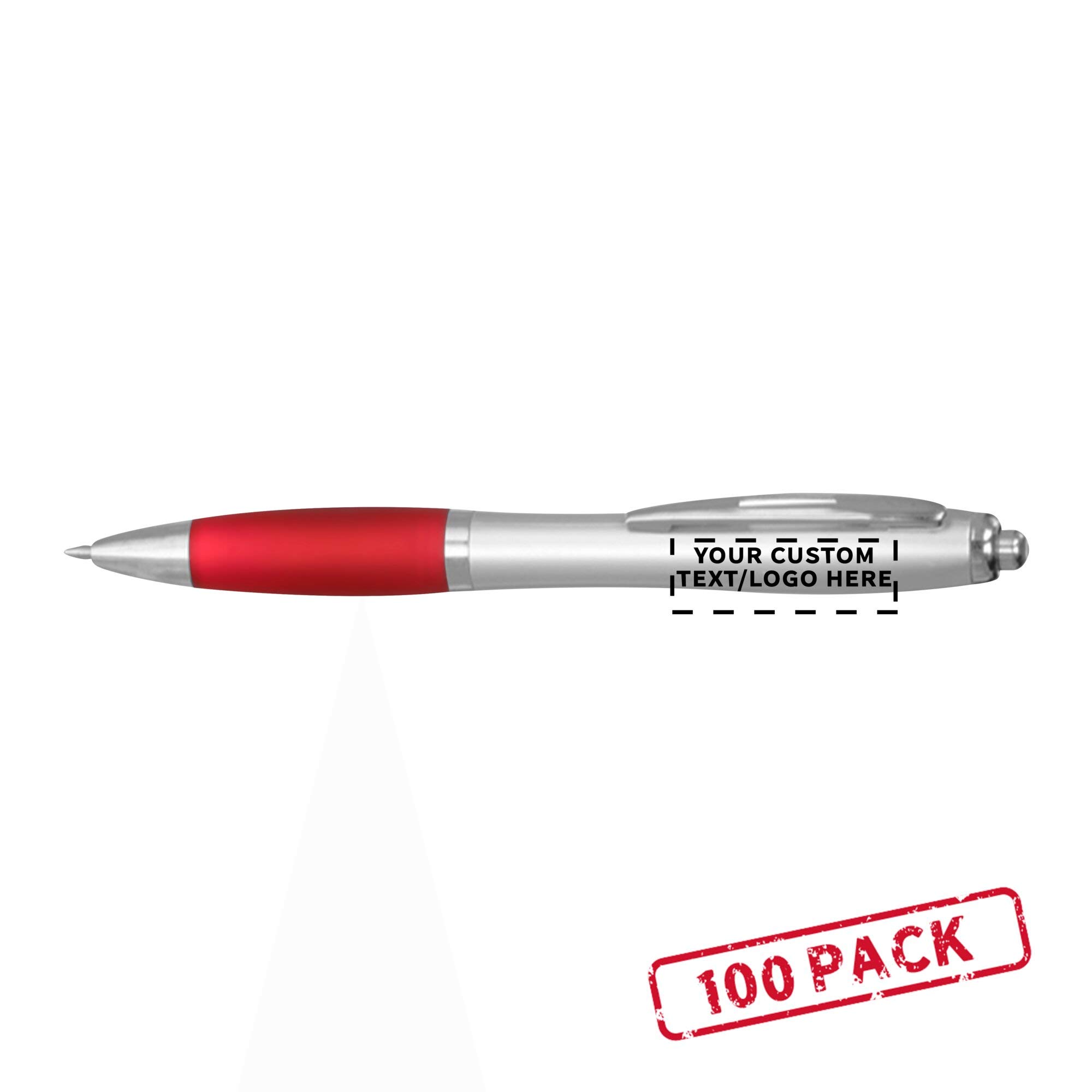 100-Pack Custom Colored Gel Pens with Comfort Grip - Bulk Personalized Pens for Office, School & Business - Perfect for Tradeshows, Events & Promotional Giveaways - Red